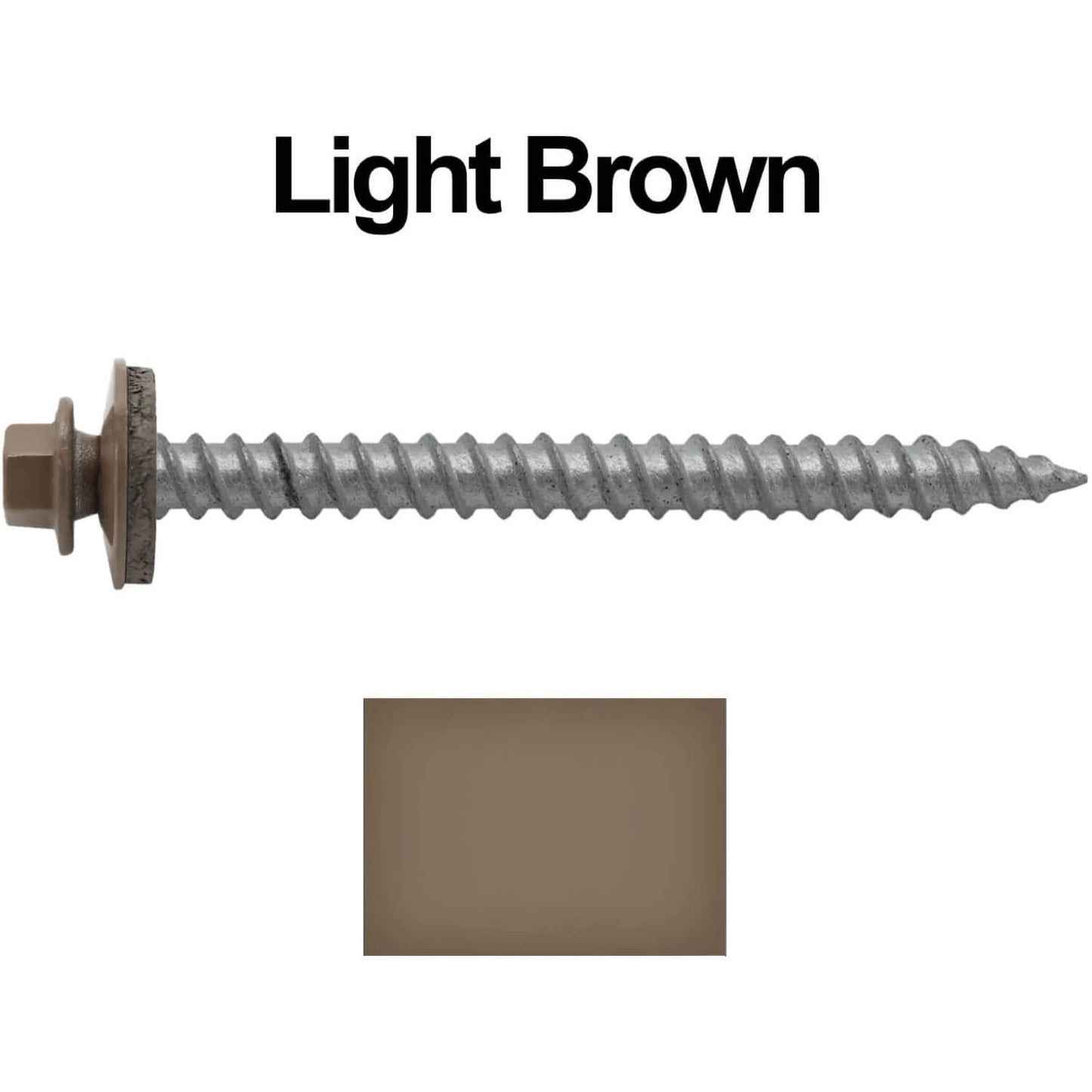 12 x 2-1/2" Metal ROOFING SCREWS - Hex Washer Head - Self starting/self tapping - EPDM washer. Colored head.