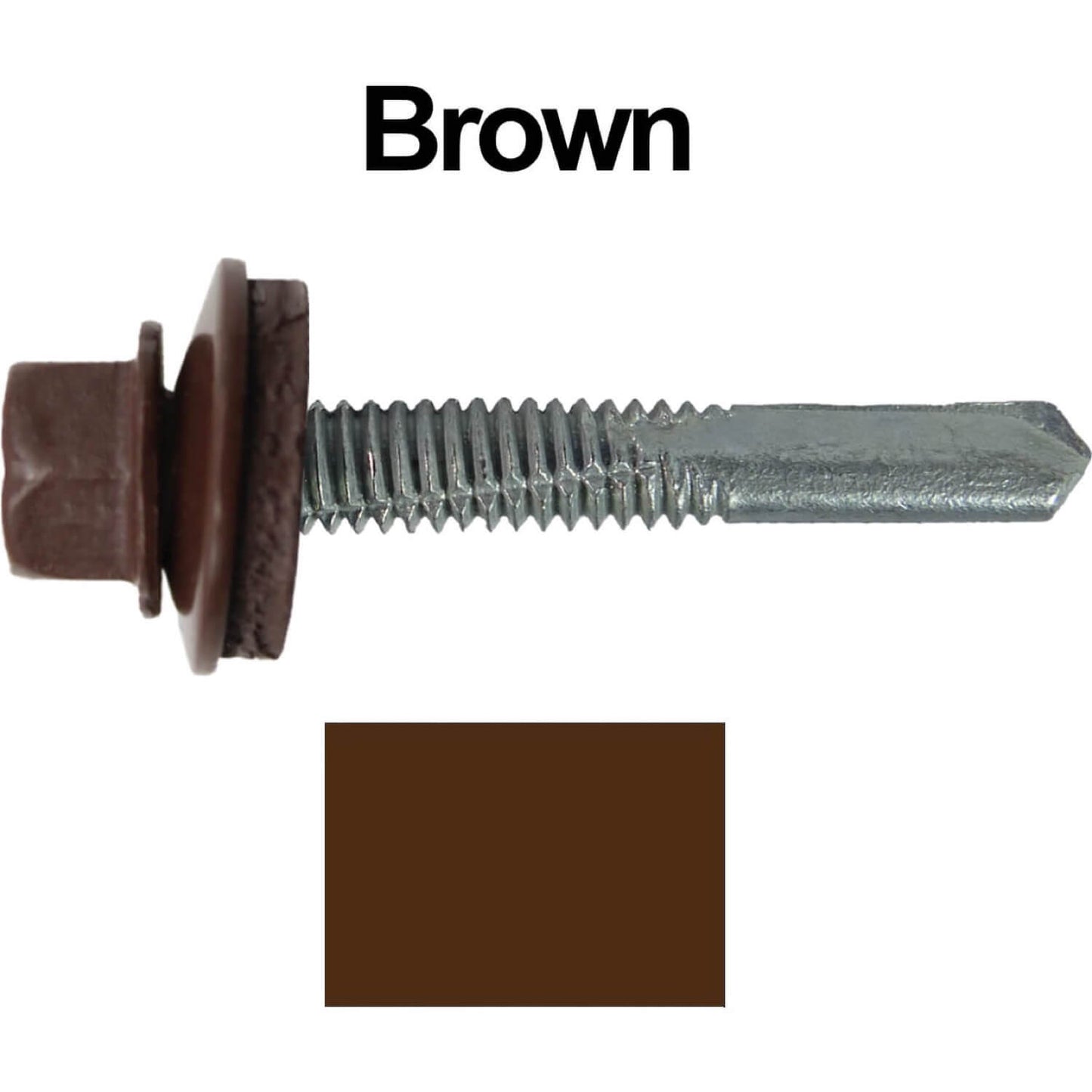 #12 x 1-1/2" Metal to Metal Type #5 Roofing Screws - Hex Head Drill Point. 9/16" EPDM Washer. Colored Head.