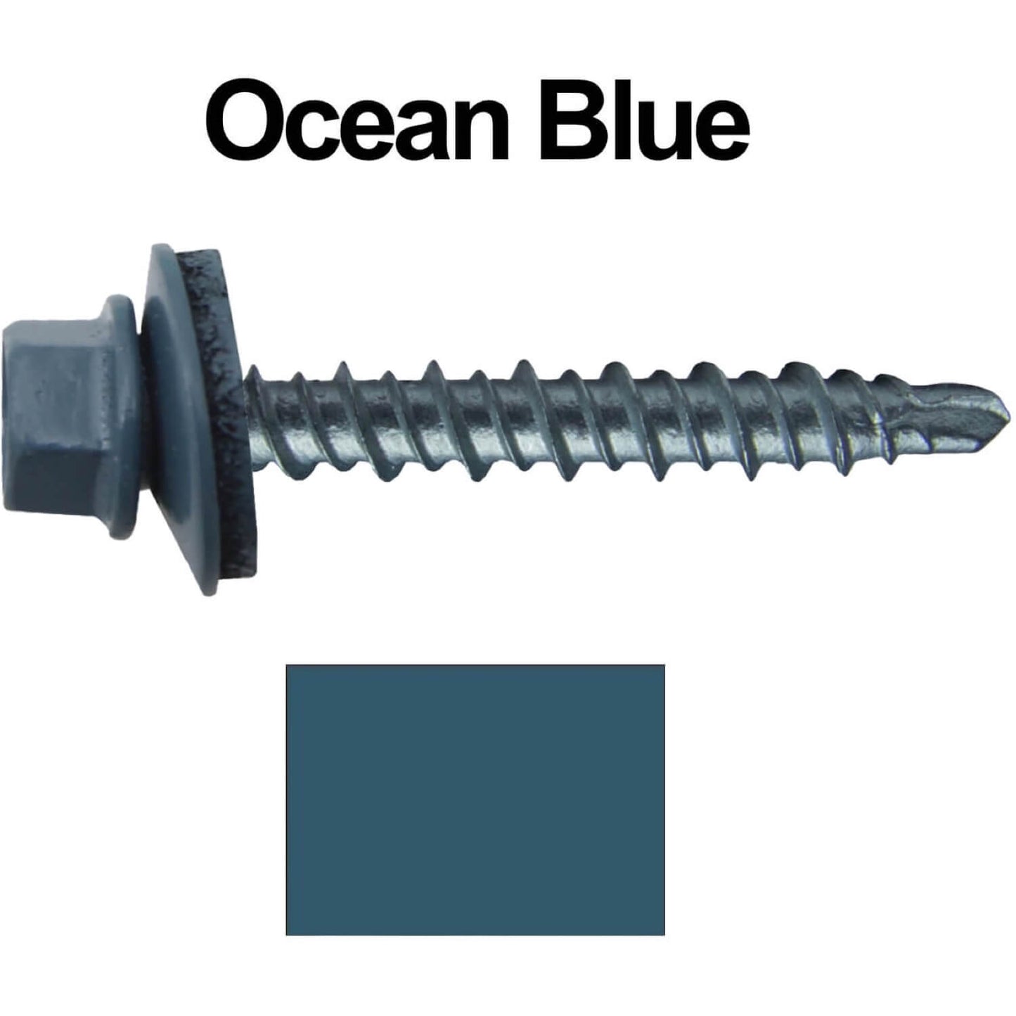 #10 x 1-1/2" Mini Driller Sheet Metal Roofing Screw - Hex Washer Head - Self starting metal to wood siding screws. EPDM washer. Colored head.