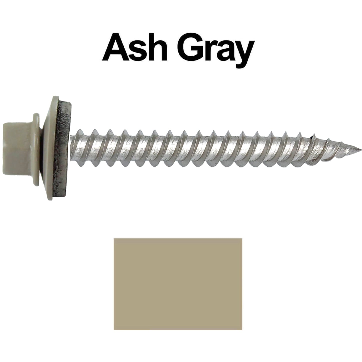 12 x 2" Stainless Steel Metal Roofing Screw - Hex ReGrip Washer Head - Self starting/self tapping - EPDM washer. Colored head.