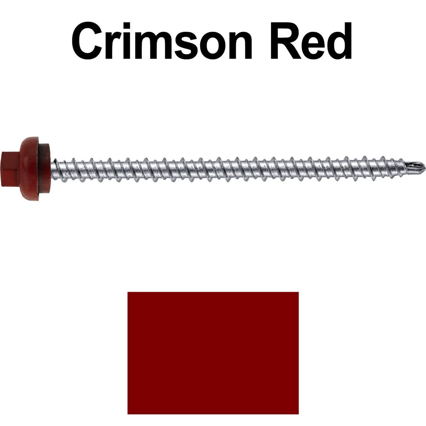 10 X 3" Zinc Aluminum Cap MINI-DRILLER Roofing Screws HI-LO THREAD Zinc Plated Carbon Steel Shank - EPDM Washer - Colored head