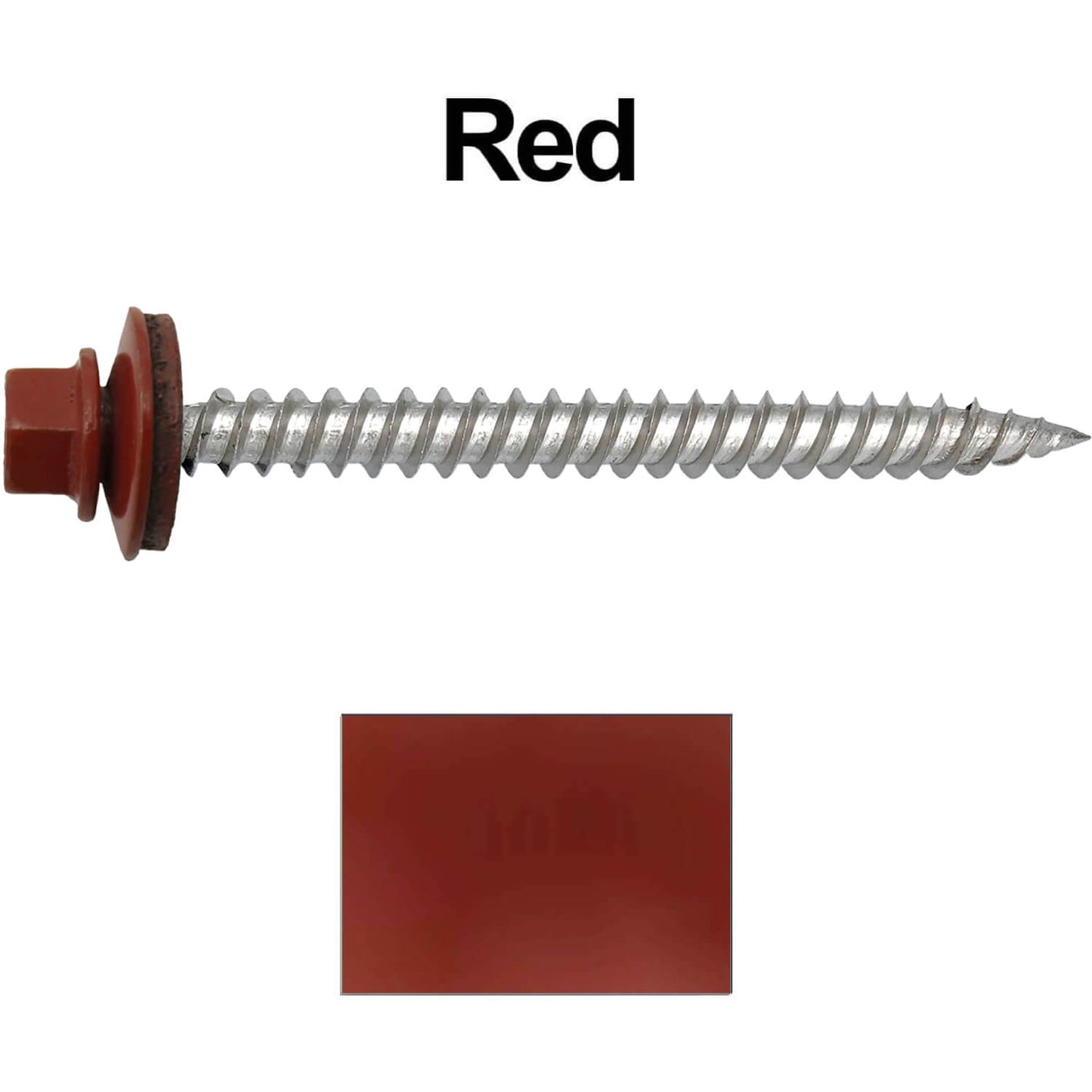 12 x 2-1/2" Stainless Steel Metal Roofing Screw - Hex Washer Head - Self starting/self tapping - EPDM washer. Colored head.