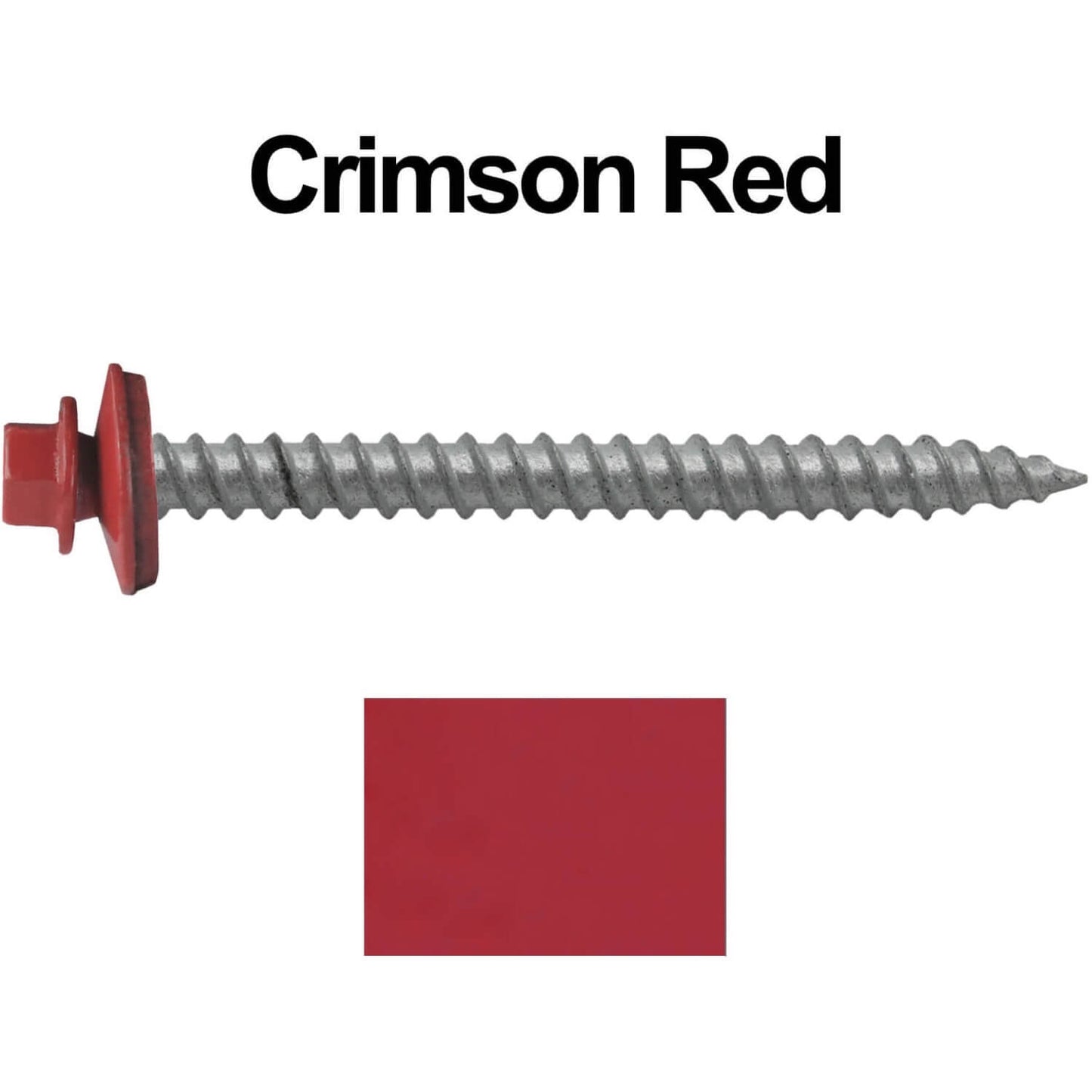 12 x 2-1/2" Metal ROOFING SCREWS - Hex Washer Head - Self starting/self tapping - EPDM washer. Colored head.
