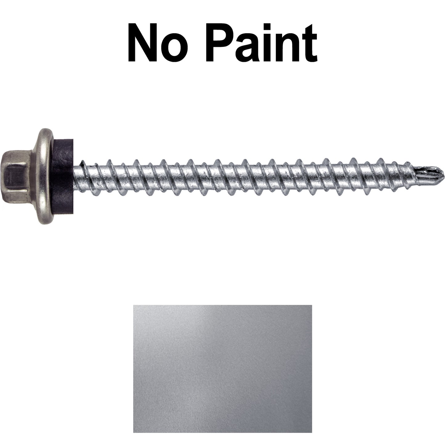 #10 x 2" Stainless Steel Mini Driller Sheet Metal Roofing Screw - Hex Washer Cap - Self starting metal to wood siding screws - EPDM washer. Colored head.
