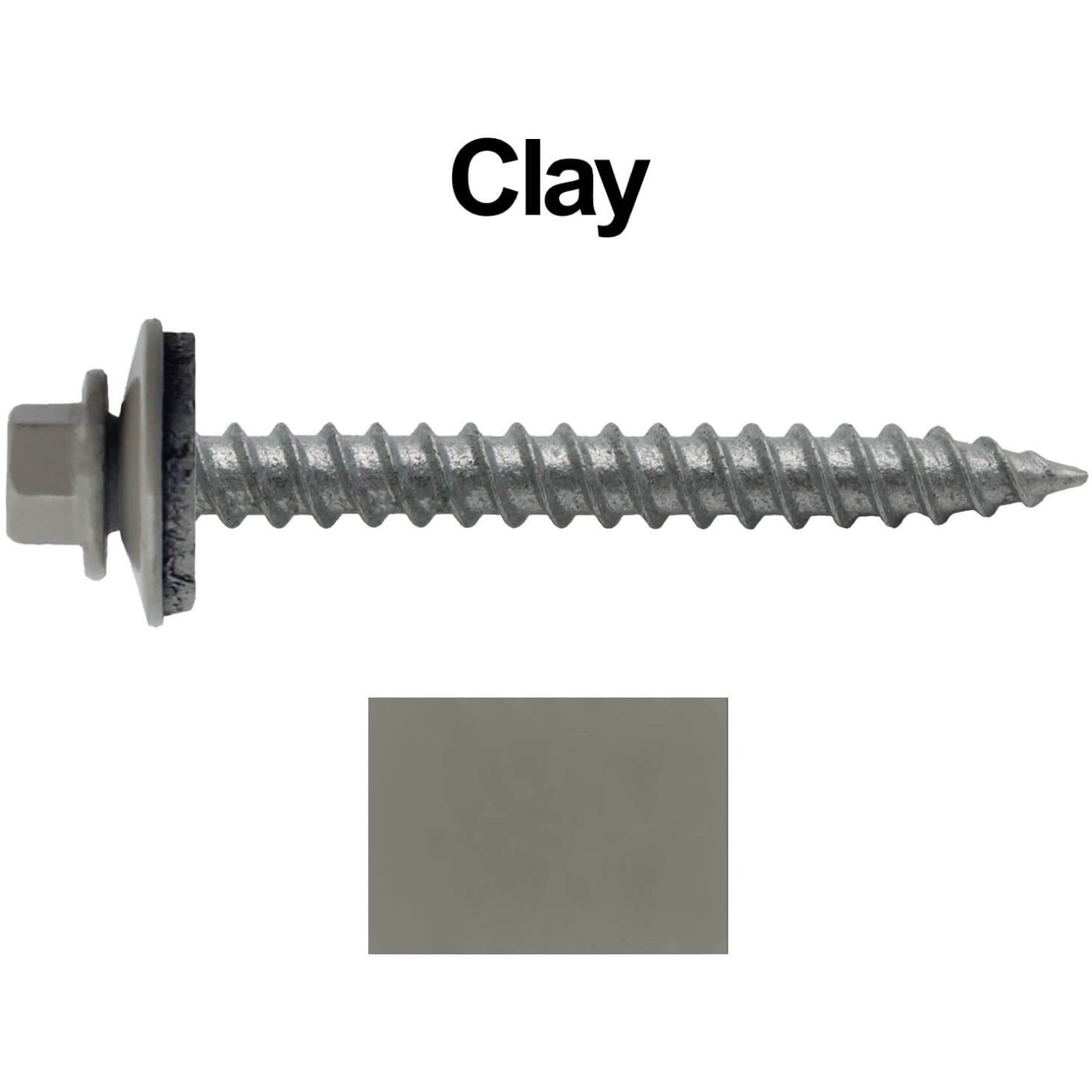#12 x 2" RE-GRIP METAL ROOFING SCREWS - Hex Washer Head - Self starting/self tapping - EPDM washer. Colored head.