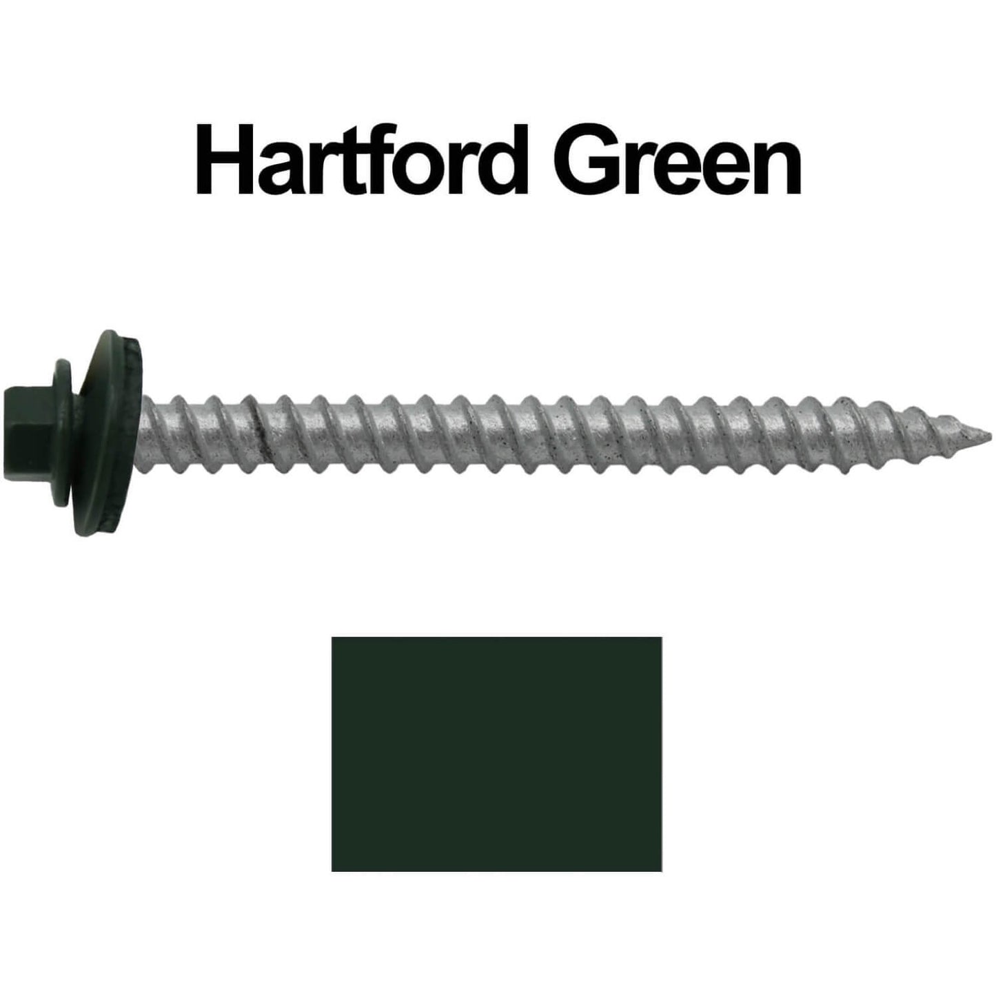 12 x 2-1/2" Metal ROOFING SCREWS - Hex Washer Head - Self starting/self tapping - EPDM washer. Colored head.