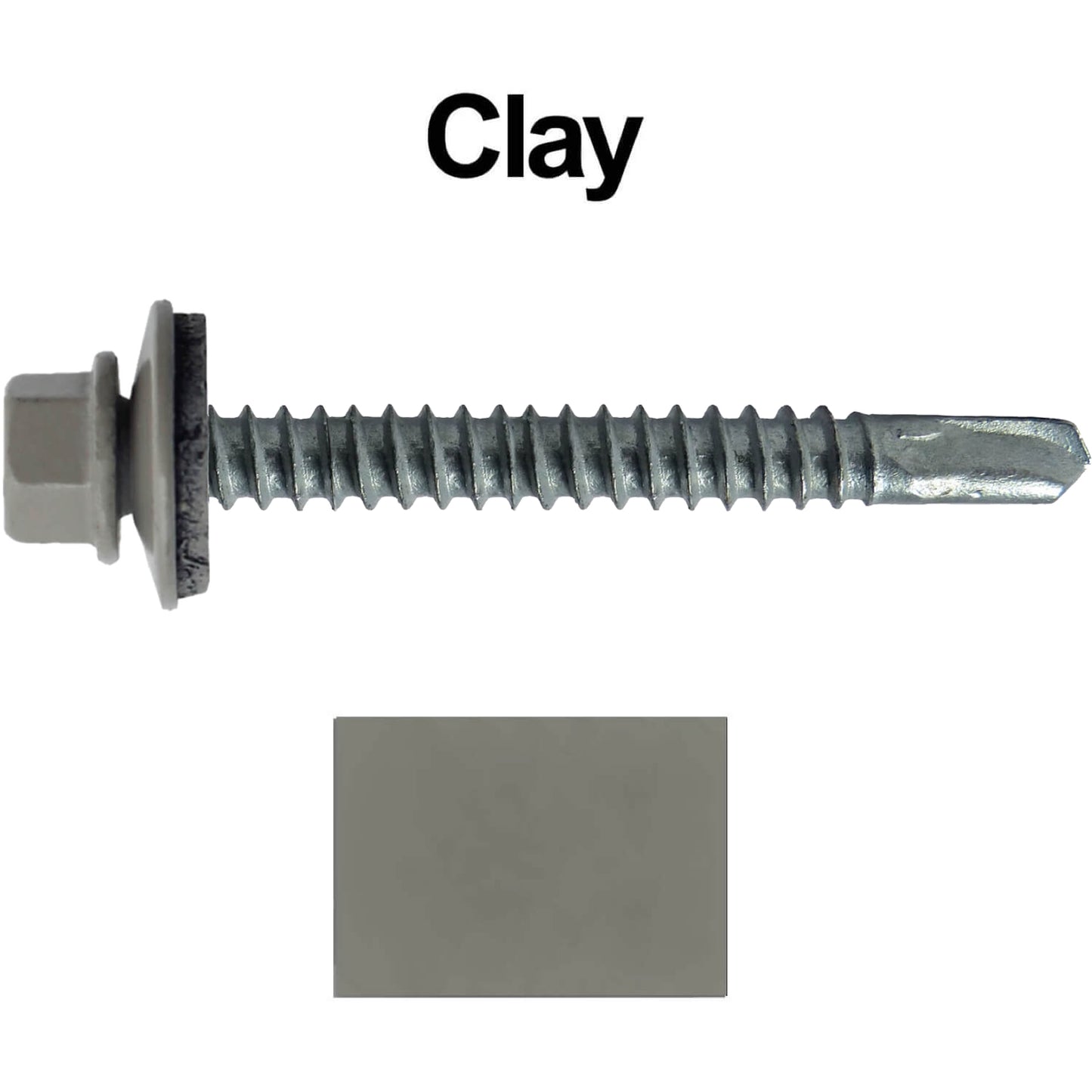 #12 x 2-1/2" Metal to Metal Type #3 Metal Roofing Screws - Hex Head Drill Point - 9/16" EPDM Washer. Colored head.