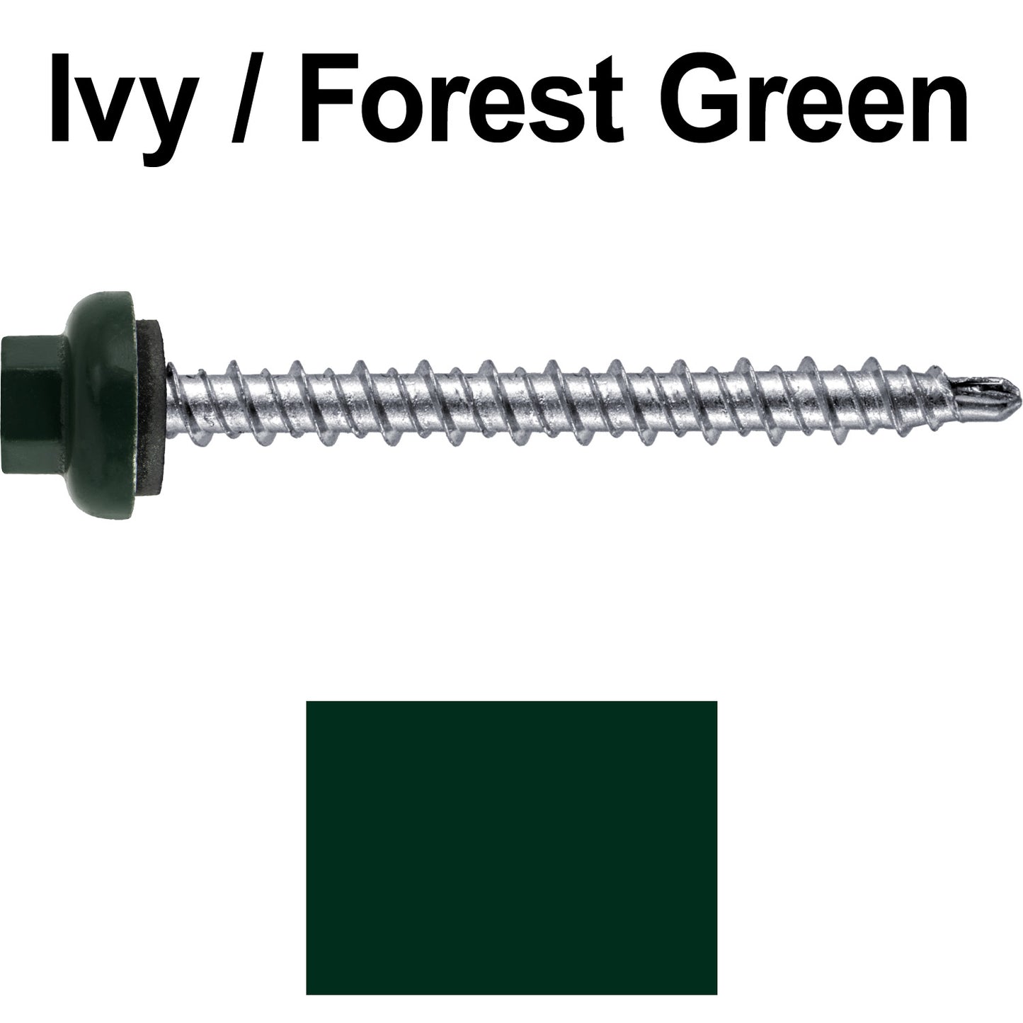 10 X 2” Zinc Aluminum Cap MINI-DRILLER Roofing Screws HI-LO THREAD Zinc Plated Carbon Steel Shank - EPDM Washer - Colored head