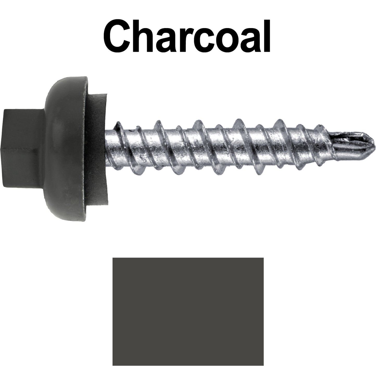 10 X 1" Zinc Aluminum Cap MINI-DRILLER Roofing Screws HI-LO THREAD Zinc Plated Carbon Steel Shank - EPDM Washer - Colored head