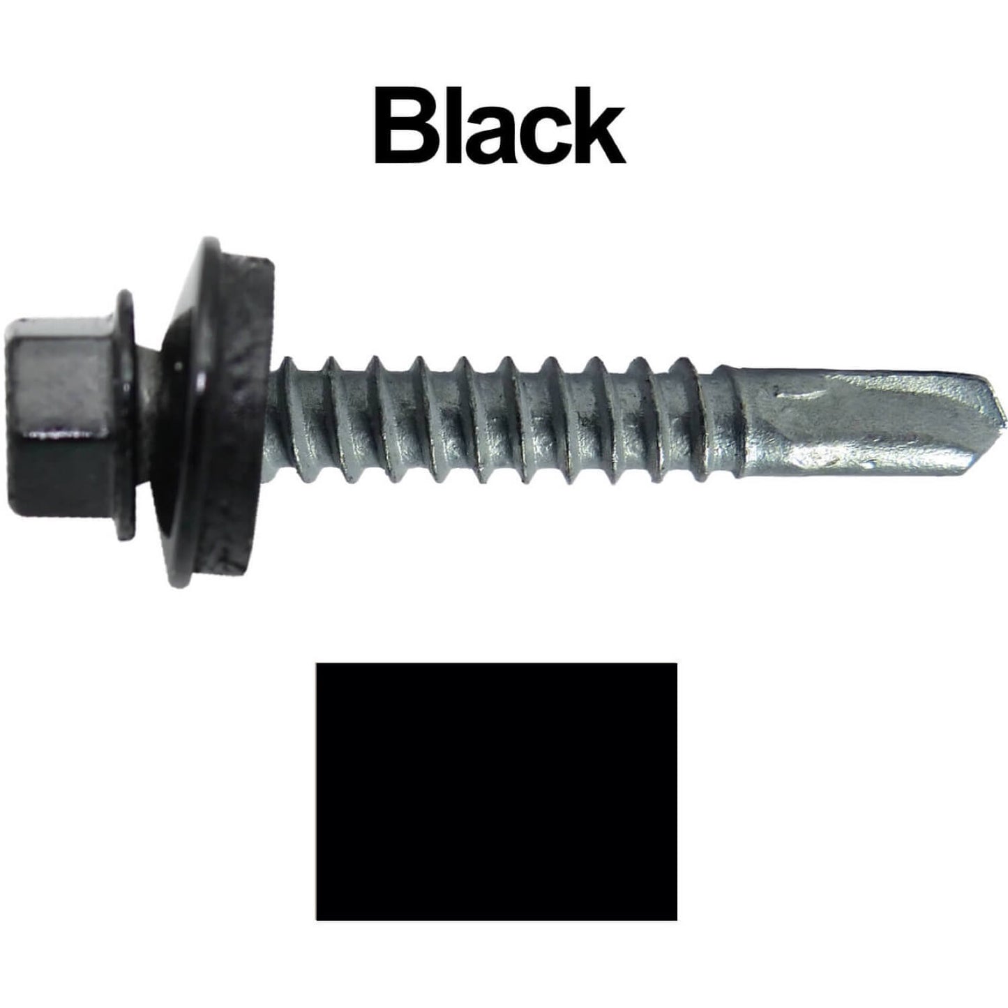 #12x1-1/2" Metal to Metal Type #3 Metal Roofing Screws- Hex Head Drill Point - 9/16" EPDM Washer. Colored head.