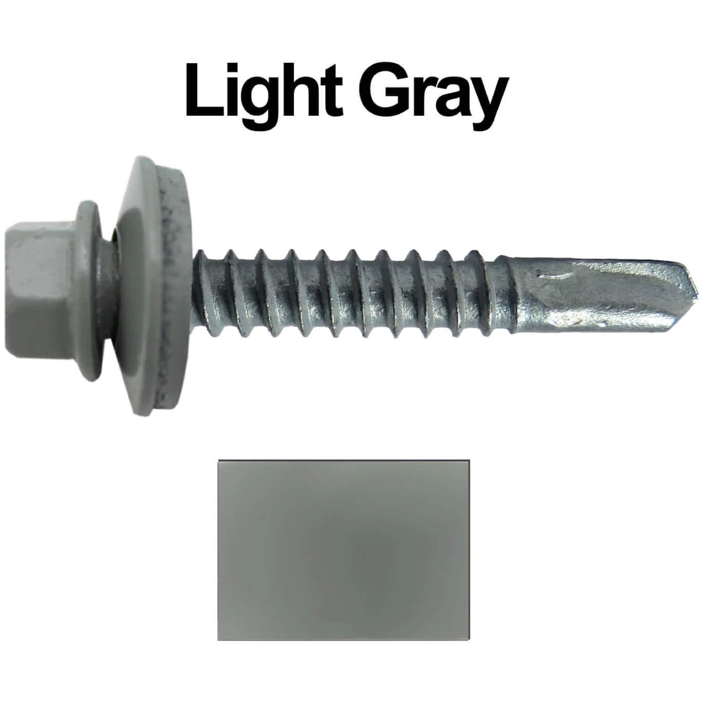 #12x1-1/2" Metal to Metal Type #3 Metal Roofing Screws- Hex Head Drill Point - 9/16" EPDM Washer. Colored head.