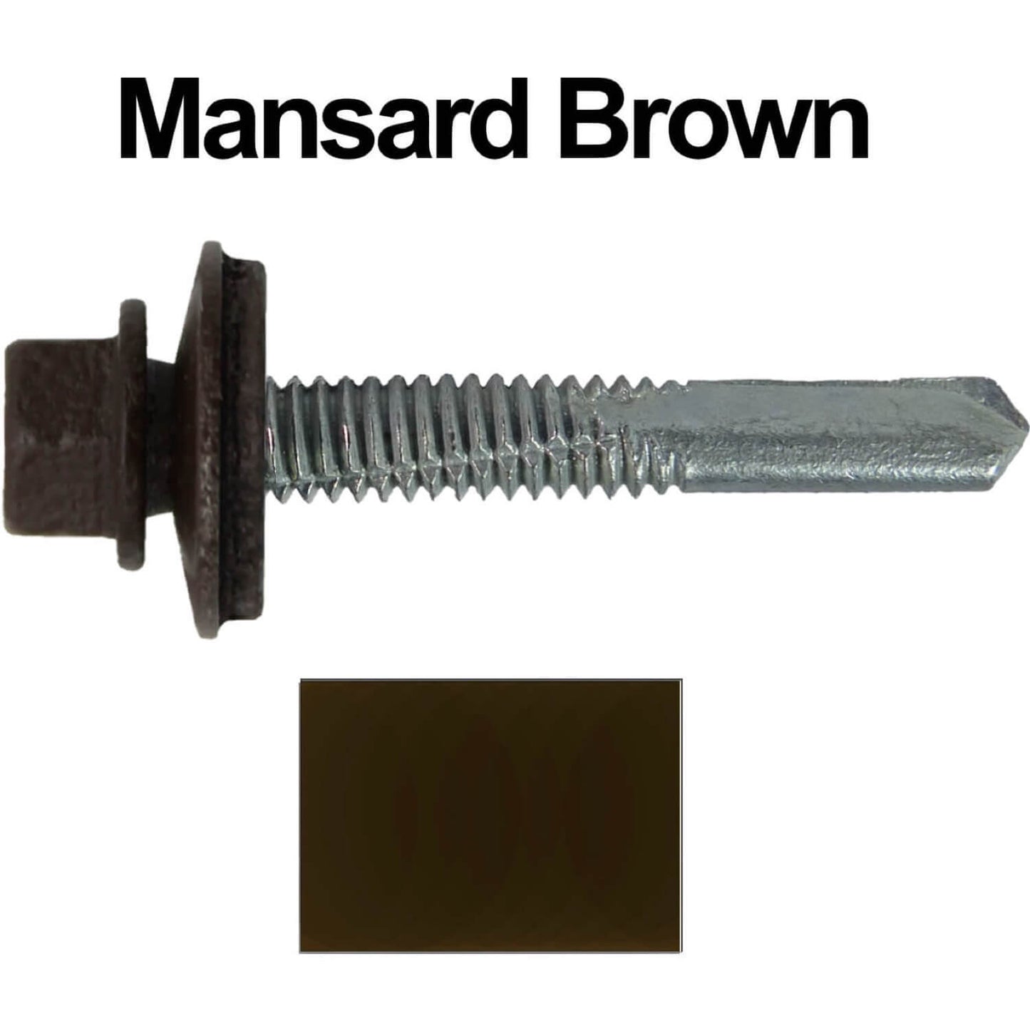 #12 x 1-1/2" Metal to Metal Type #5 Roofing Screws - Hex Head Drill Point. 9/16" EPDM Washer. Colored Head.