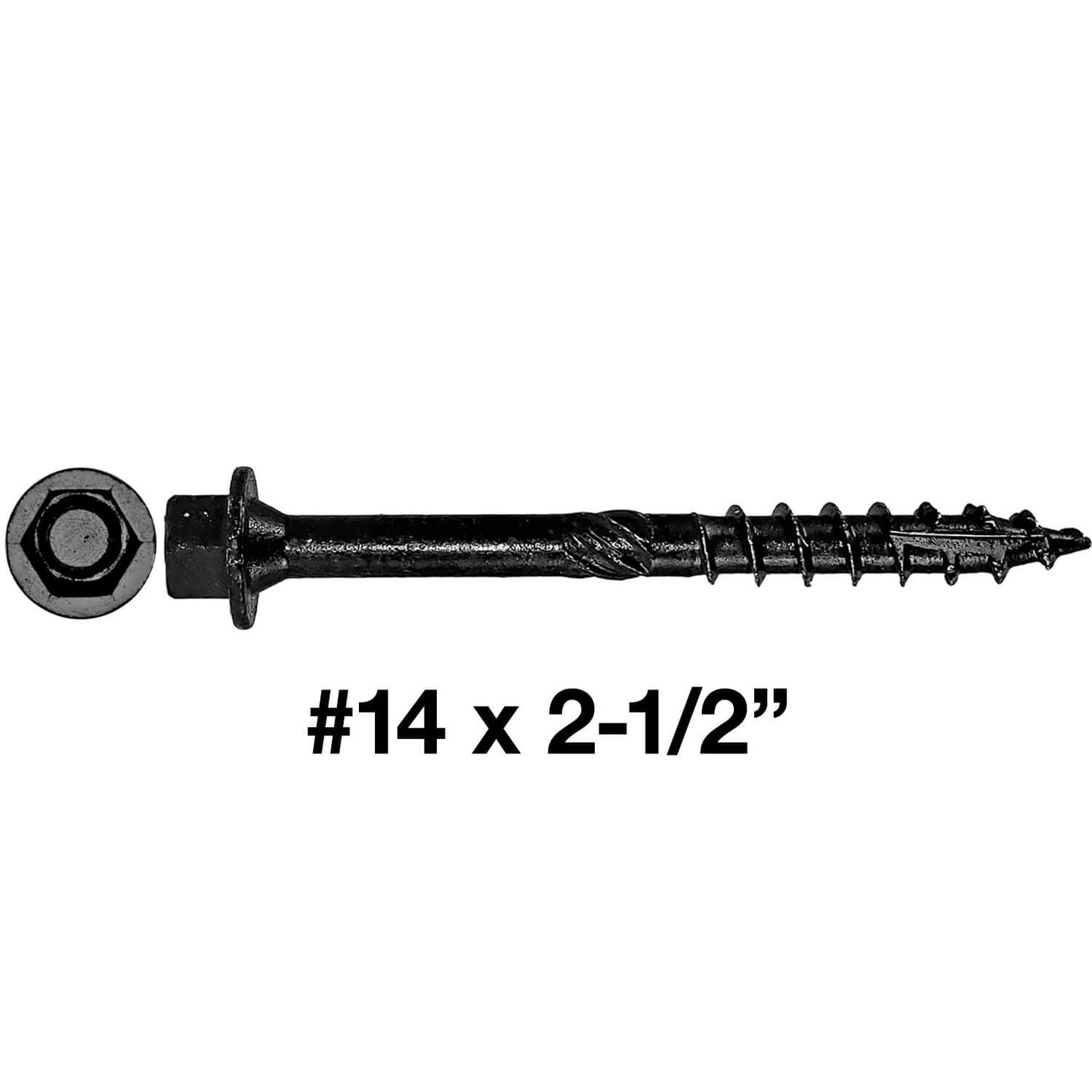 #14 Heavy-Duty Black Timber, Log & Structural Wood Screws - Exterior Coated - Use for Fastening Ledger Boards, Large Timbers, Logs and more.