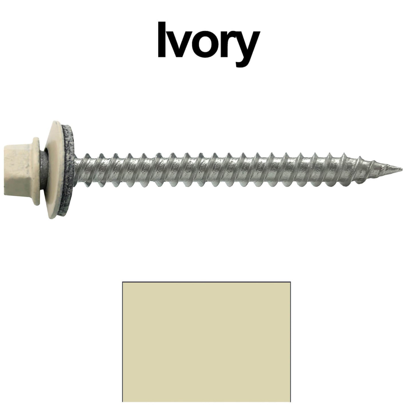 #9 x 2" Stainless Steel Metal Roofing Screws - Hex Washer Head - Self-Piercing (SP) tip metal to wood. EPDM washer. Colored head.