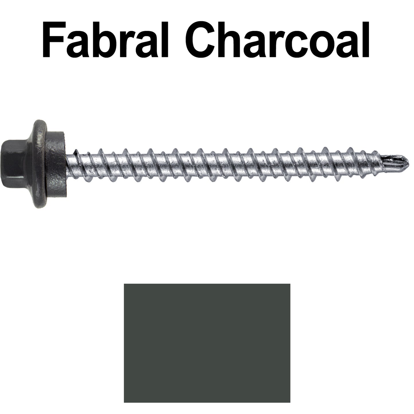 #10 x 2" Stainless Steel Mini Driller Sheet Metal Roofing Screw - Hex Washer Cap - Self starting metal to wood siding screws - EPDM washer. Colored head.