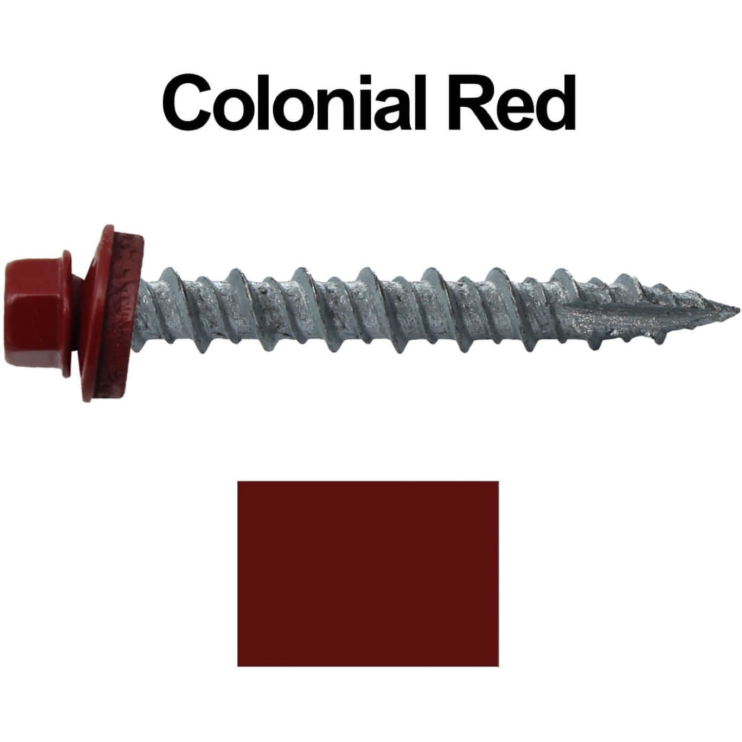#10 x 1-1/2" Metal ROOFING SCREWS - Hex Washer Head - Self starting/self tapping - EPDM washer. Colored head.