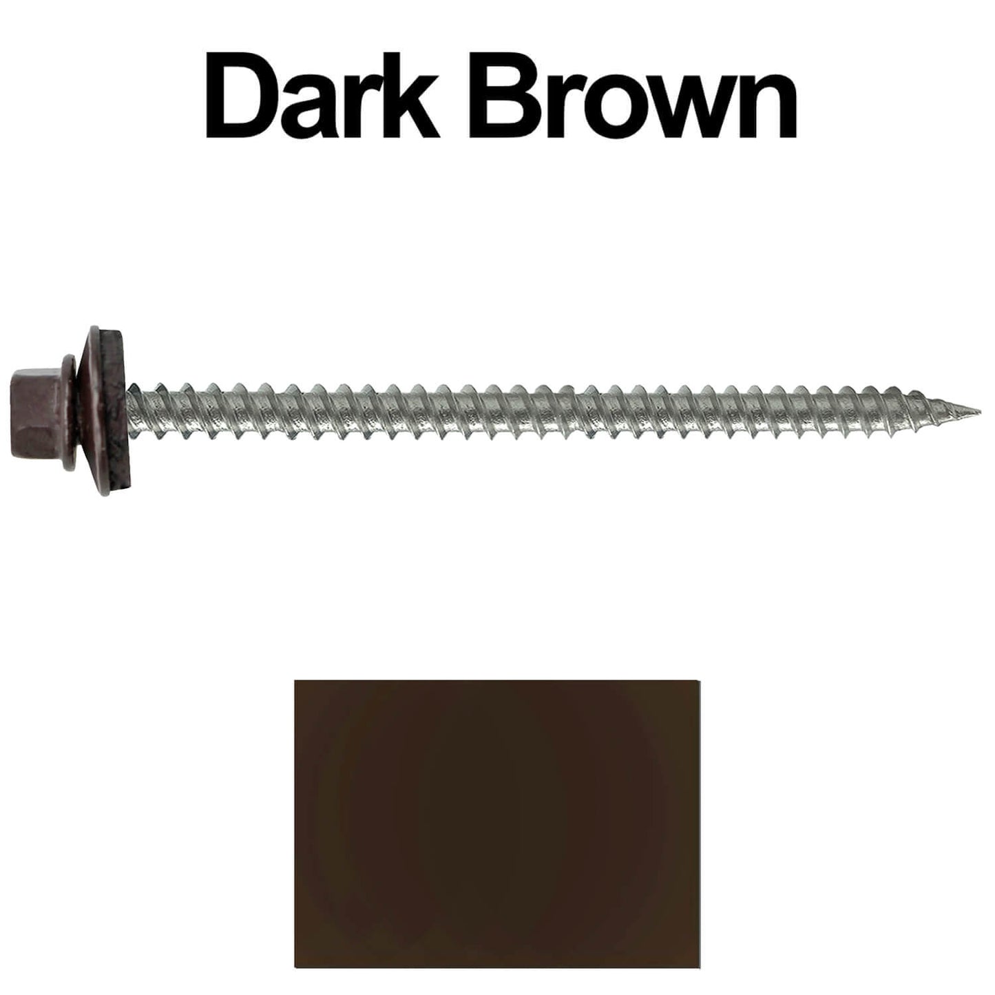 #9 x 3" Stainless Steel Metal Roofing Screws - Hex Washer Head - Self starting/self tapping - EPDM washer. Colored head.