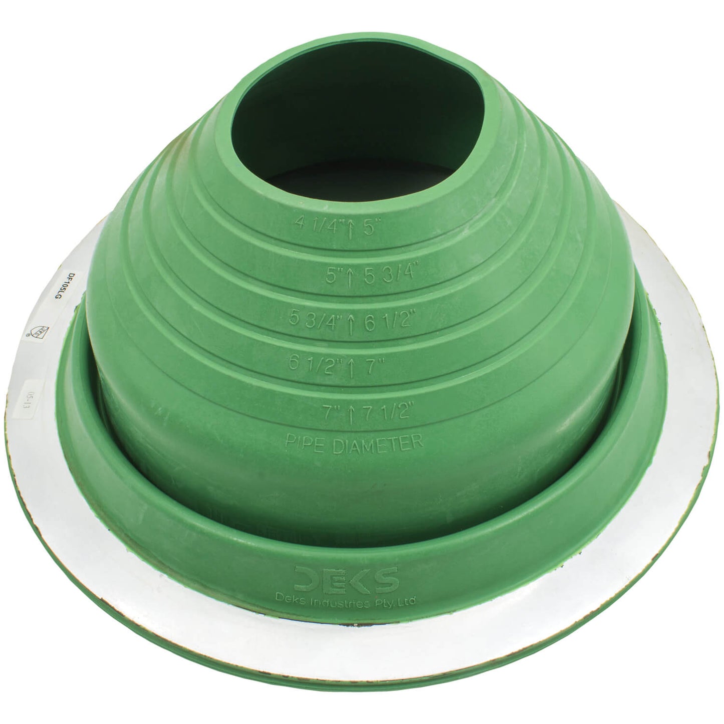 Dektite Round EPDM Pipe Flashings in Multiple Colors and Three Different Sizes. Continuous Service Temperature Ranges of -58F to 239F (EPDM)