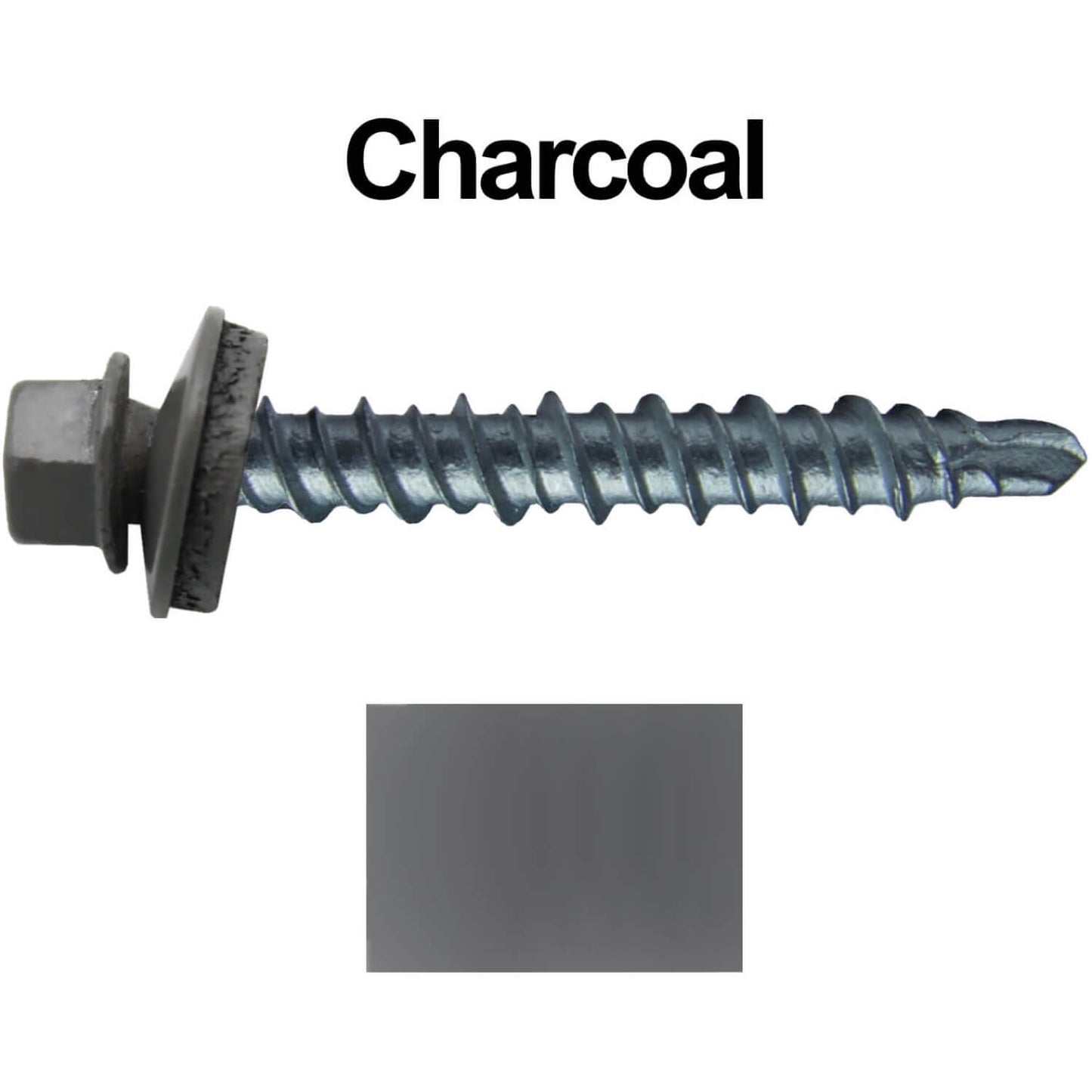 #10 x 1" Mini Driller Sheet Metal Roofing Screw - Hex Washer Head - Self starting metal to wood siding screws. EPDM washer. Colored head.