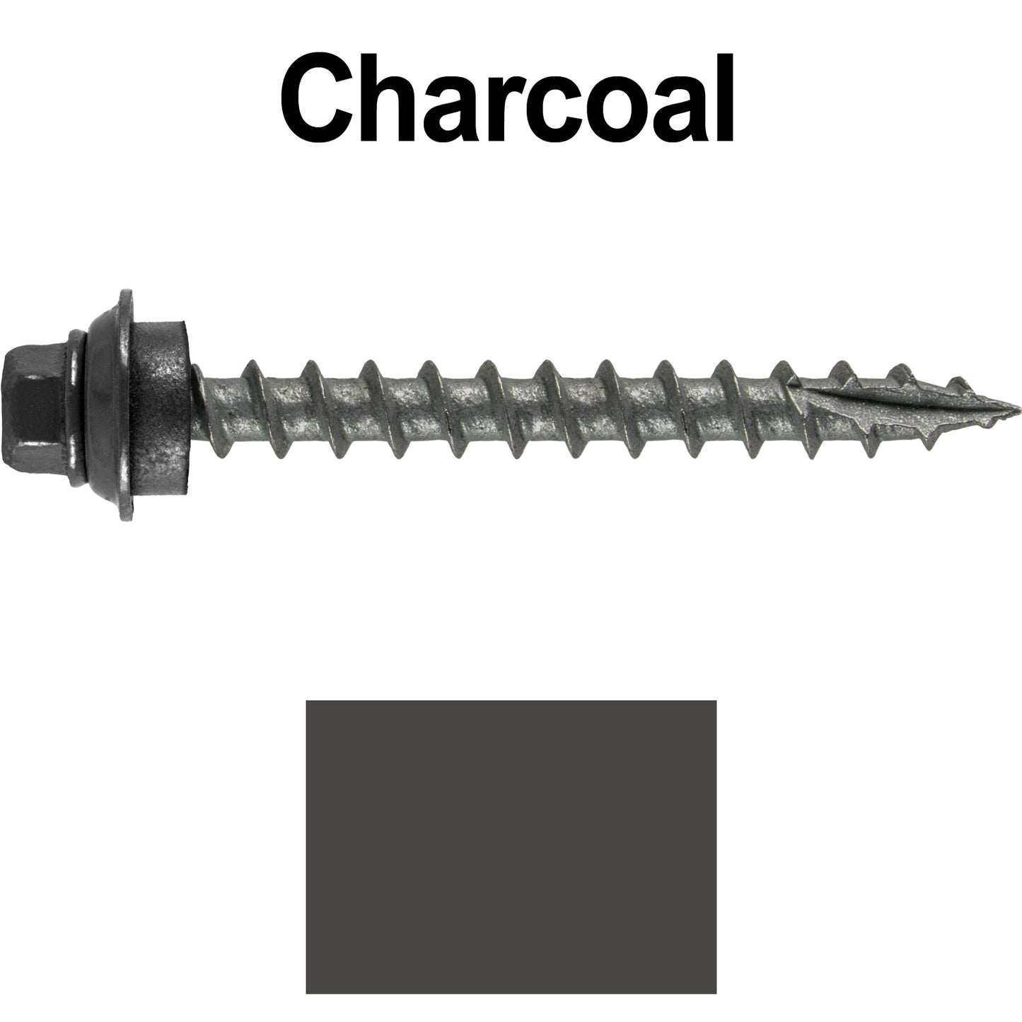 12 X 2" Metal Roofing Screws For OSB and Plywood - Galvanized Metal to Wood Type 17 Tip - 1/4" Hex Head - Assembled EPDM Washer