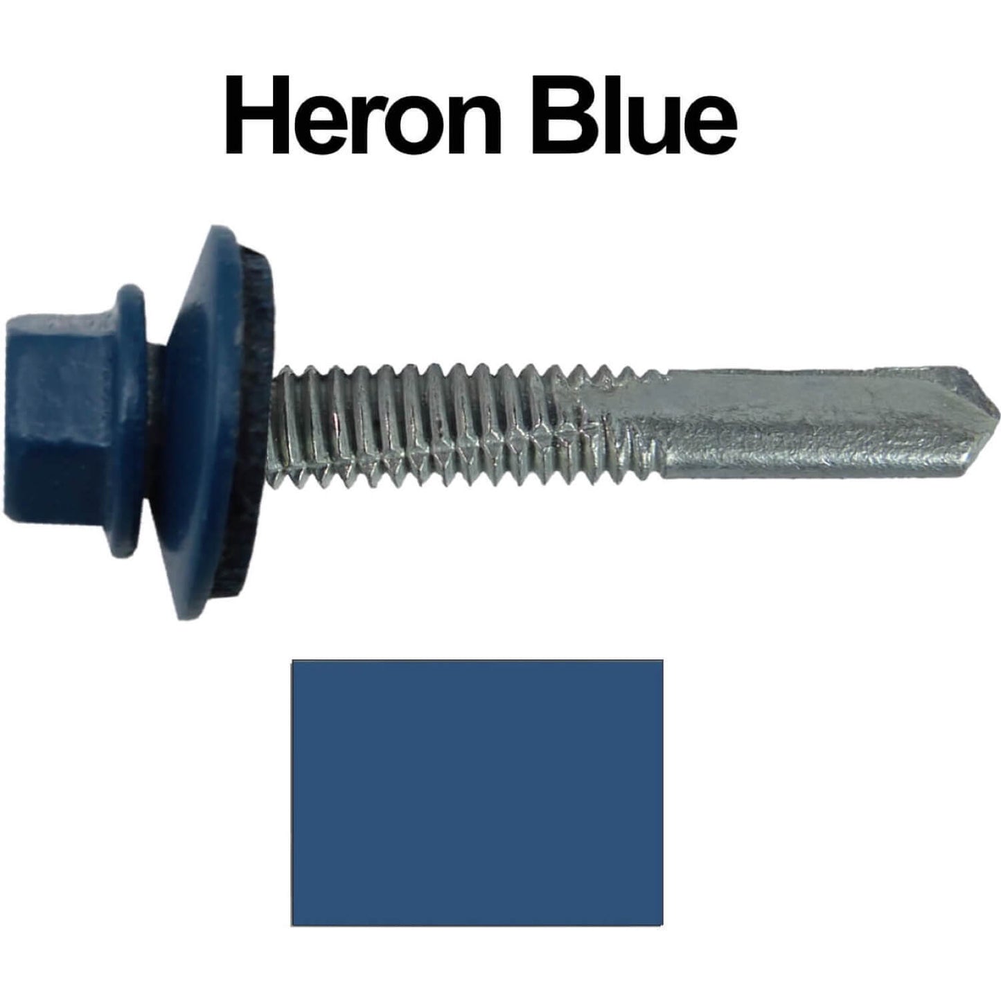 #12 x 1-1/2" Metal to Metal Type #5 Roofing Screws - Hex Head Drill Point. 9/16" EPDM Washer. Colored Head.