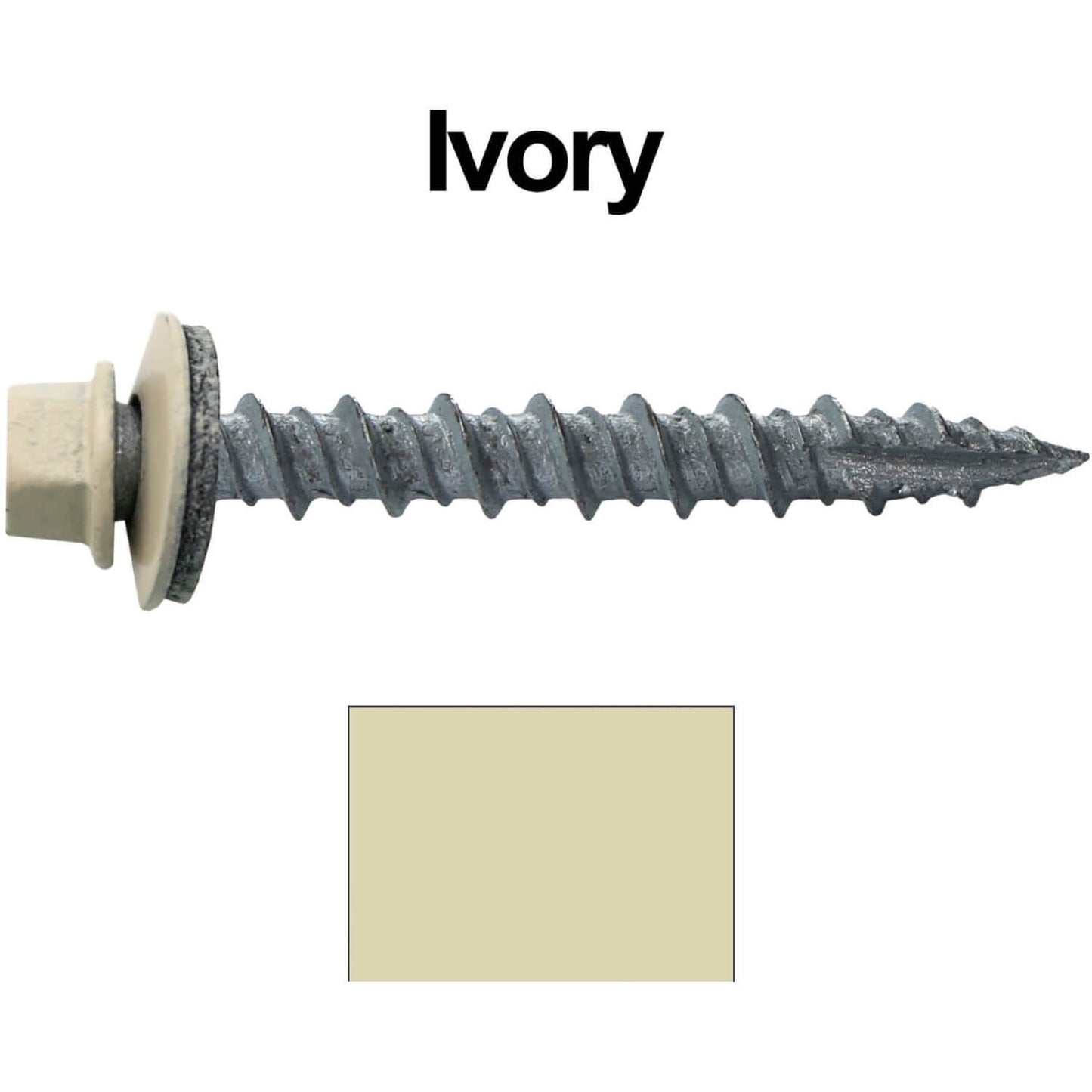 #10 x 1-1/2" Metal ROOFING SCREWS - Hex Washer Head - Self starting/self tapping - EPDM washer. Colored head.