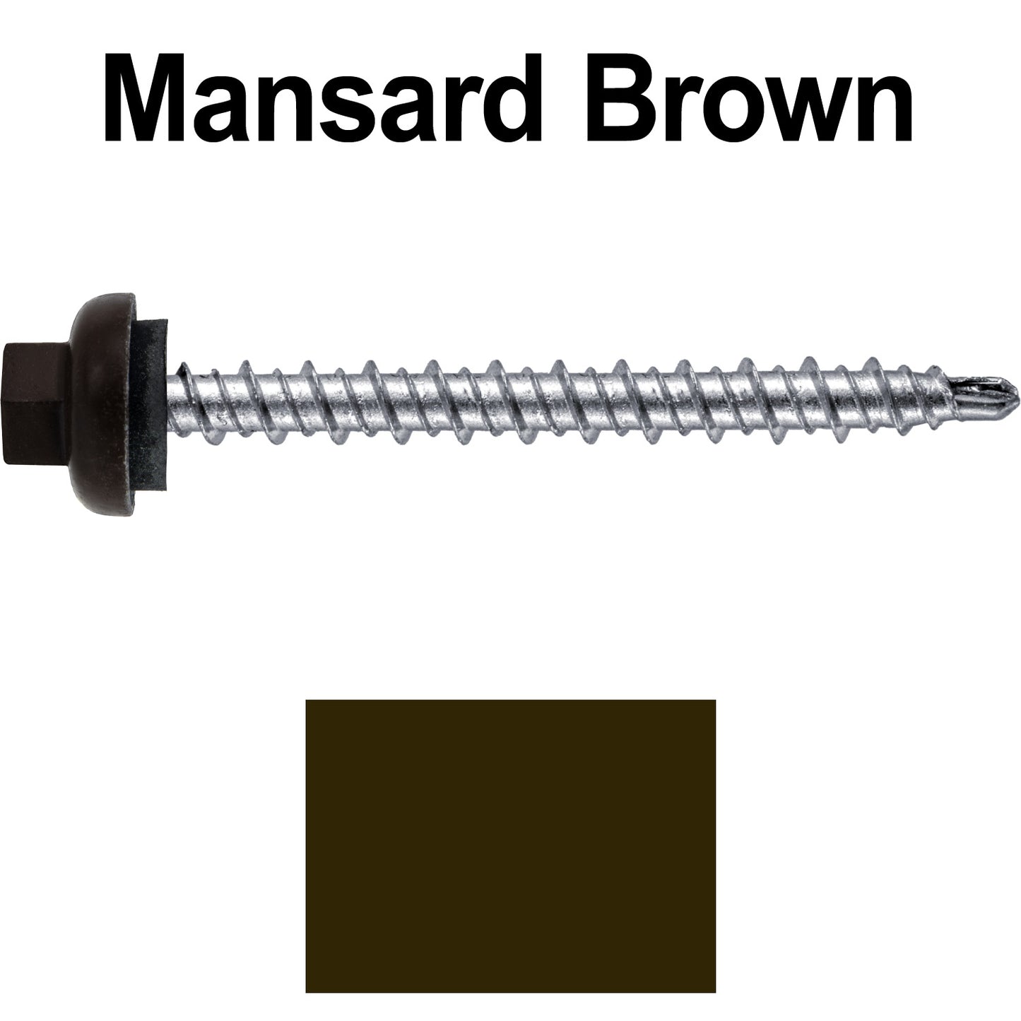 10 X 2” Zinc Aluminum Cap MINI-DRILLER Roofing Screws HI-LO THREAD Zinc Plated Carbon Steel Shank - EPDM Washer - Colored head