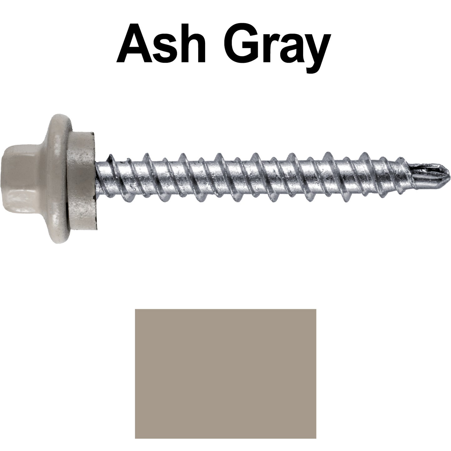 #10 x 1-1/2" Stainless Steel Mini Driller Sheet Metal Roofing Screw - Hex Washer Cap - Self starting metal to wood siding screws - EPDM washer. Colored head.