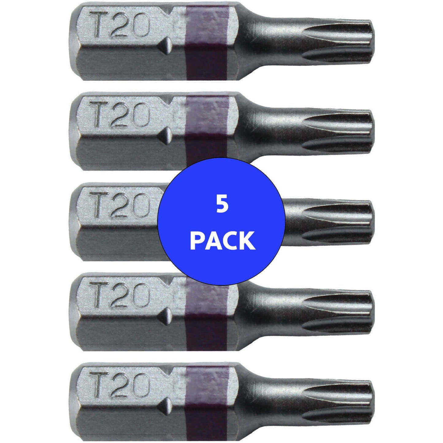 T20 (T-20) Torx/Star Driver Bit - Color Coded Torx/Star Drive Quick Change Shank Bit for Screws and Fasteners Requiring T20 (T-20)