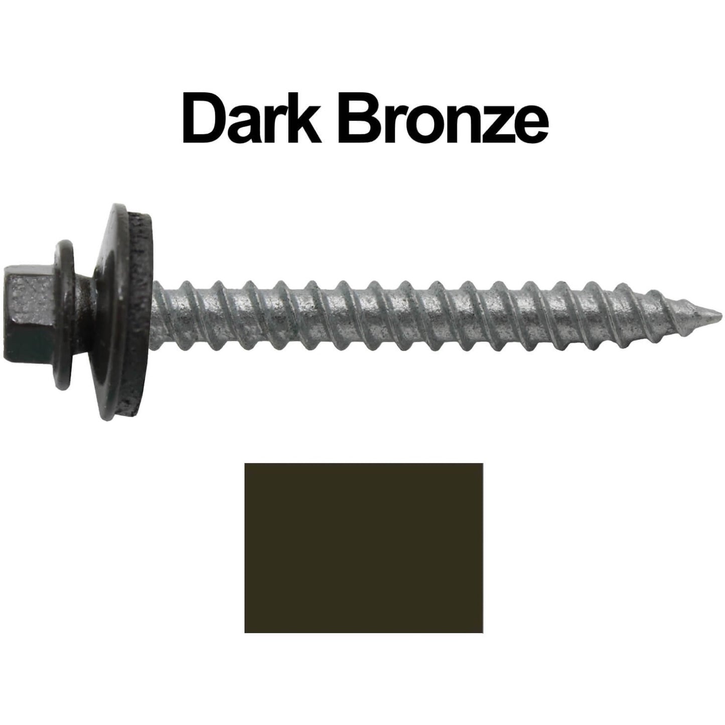 #12 x 2" RE-GRIP METAL ROOFING SCREWS - Hex Washer Head - Self starting/self tapping - EPDM washer. Colored head.