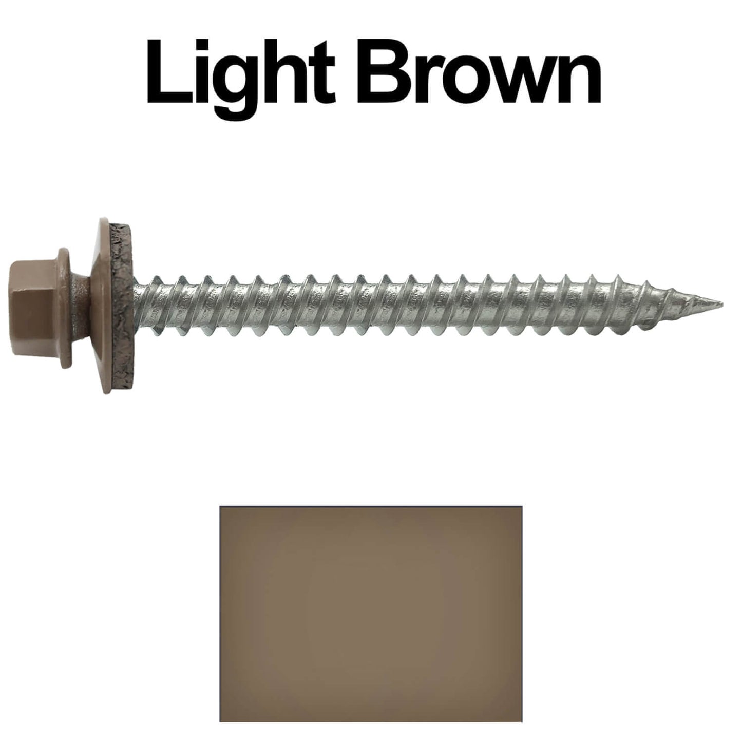 #9 x 2" Stainless Steel Metal Roofing Screws - Hex Washer Head - Self-Piercing (SP) tip metal to wood. EPDM washer. Colored head.