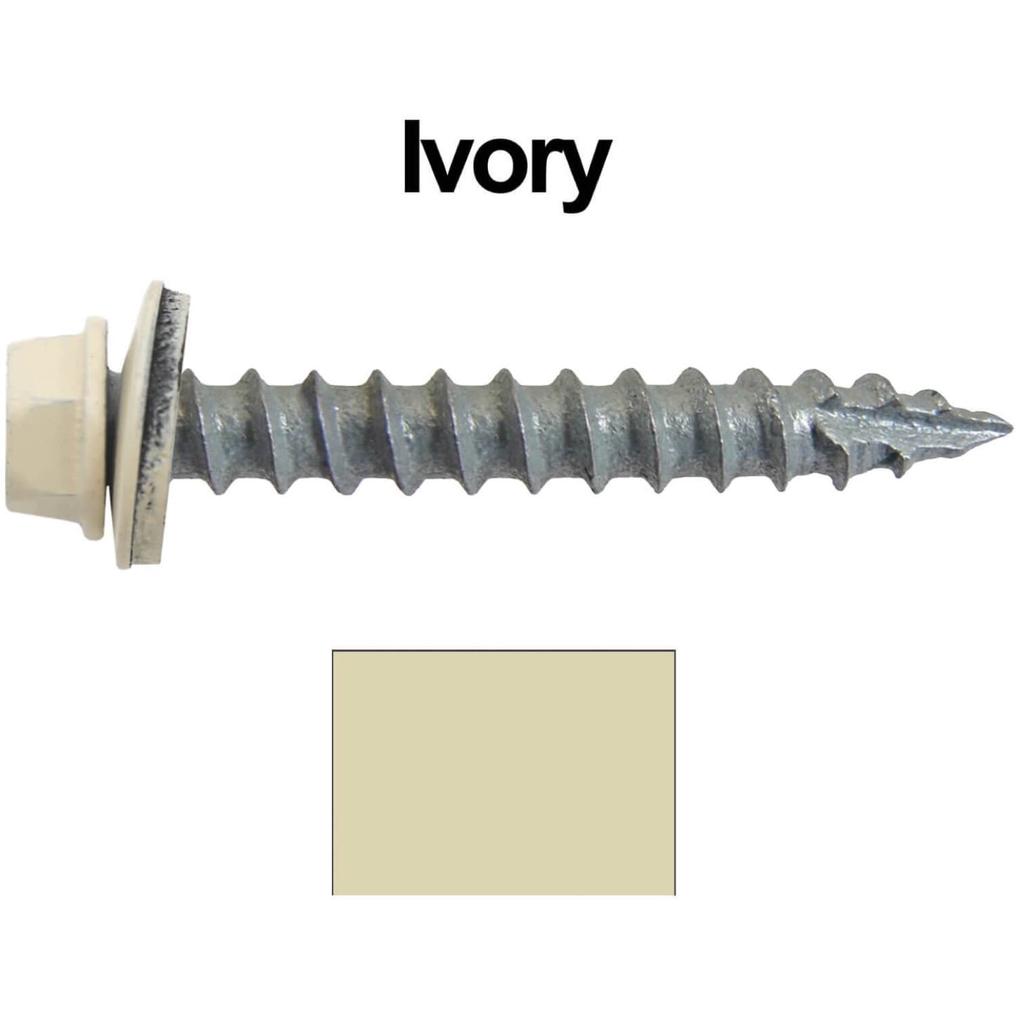 #14 x 1-1/2" Metal ROOFING SCREWS - Hex Washer Head - Self starting/self tapping - EPDM washer. Colored head.