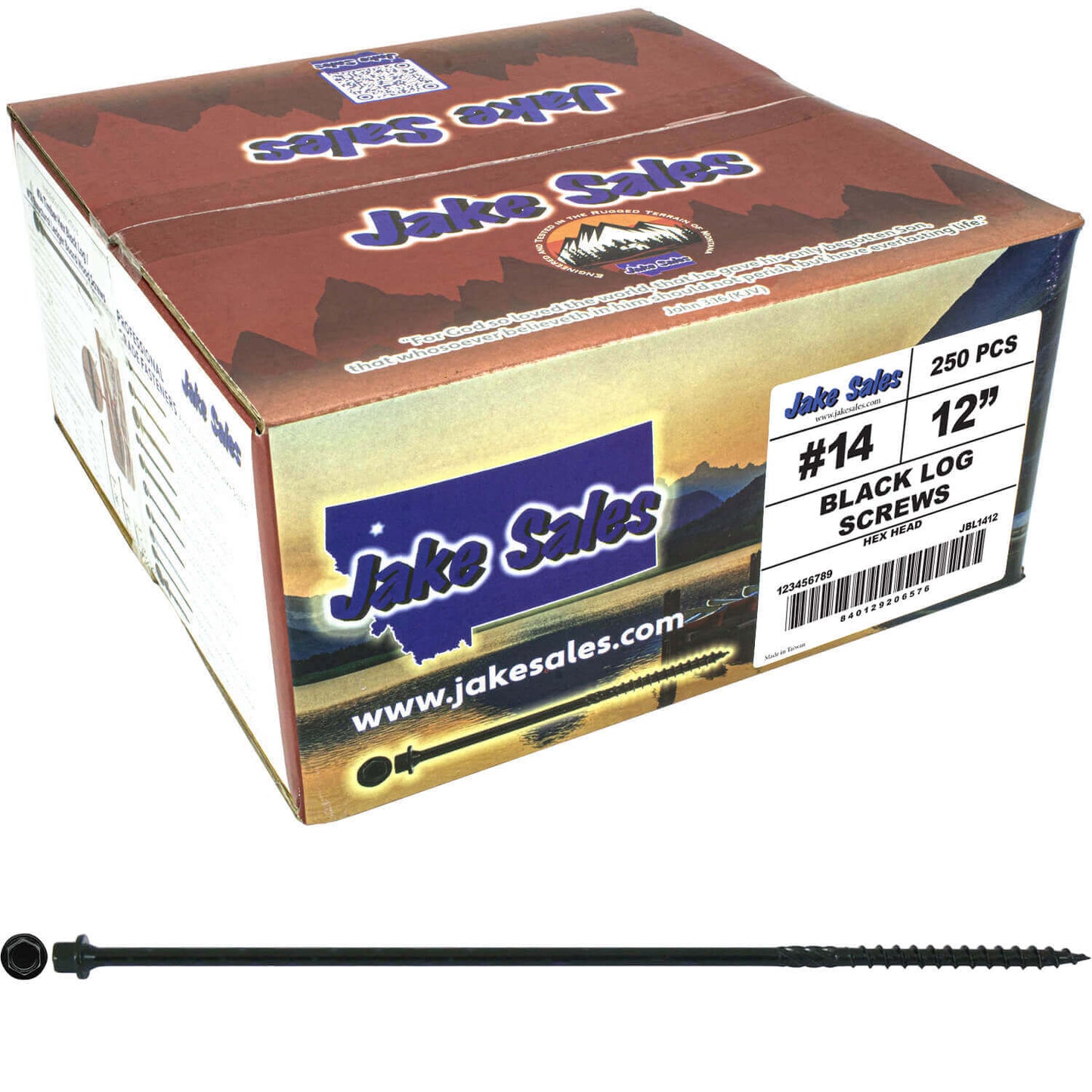 #14 Heavy-Duty Black Timber, Log & Structural Wood Screws - Exterior Coated - Use for Fastening Ledger Boards, Large Timbers, Logs and more.