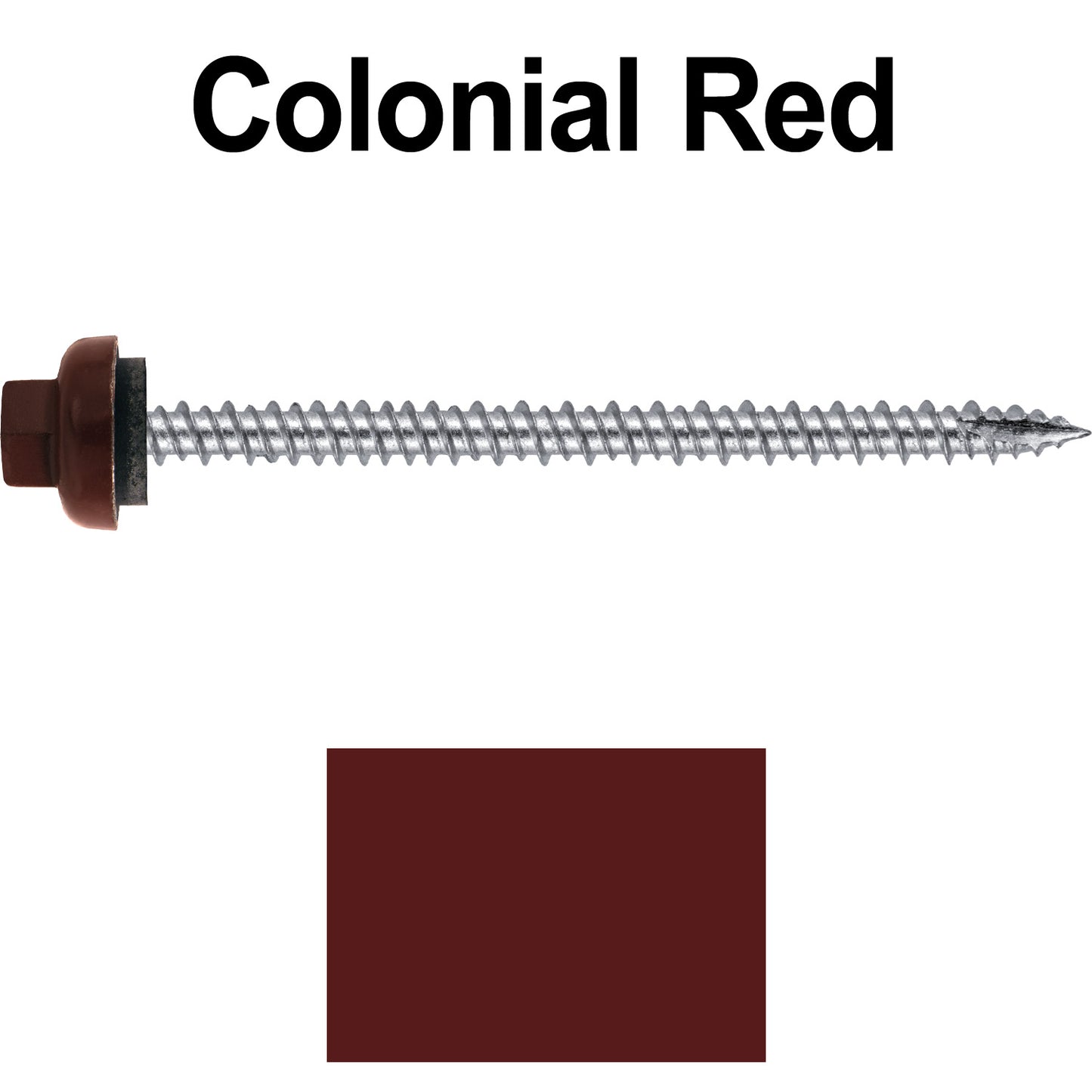 10 X 3“ HI-LO Zinc Aluminum Cap Metal Roofing Screws - Hex Washer Head - Self starting/self tapping - EPDM washer. Colored head.