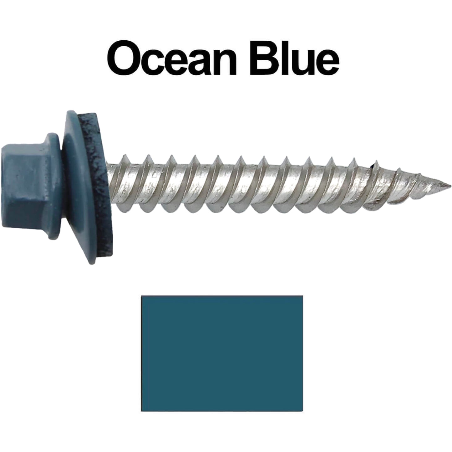 12 x 1-1/2" Stainless Steel Metal Roofing Screw - Hex Washer Head - Self starting/self tapping - EPDM washer. Colored head.