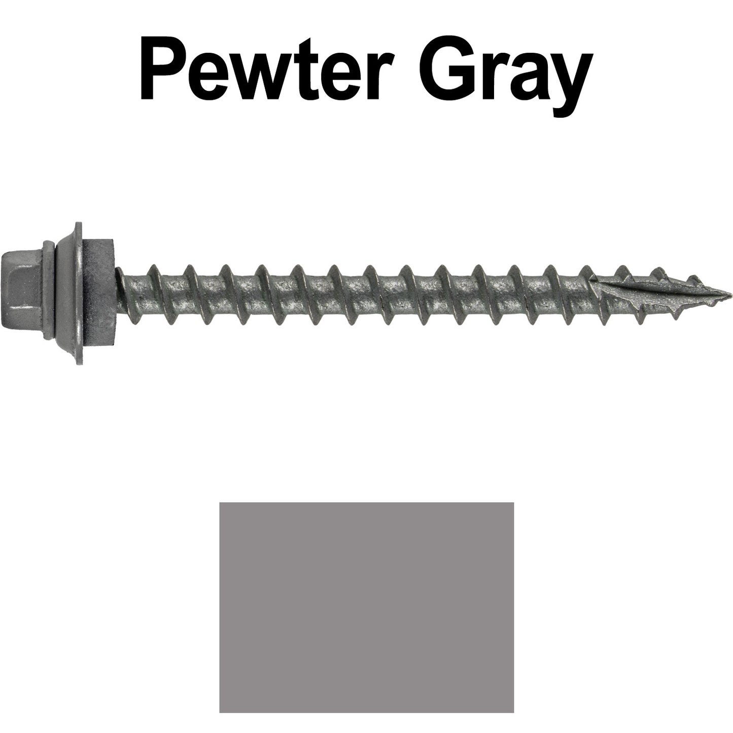 12 X 2-1/2" Metal Roofing Screws For OSB and Plywood - Galvanized Metal to Wood Type 17 Tip - 1/4" Hex Head - Assembled EPDM Washer