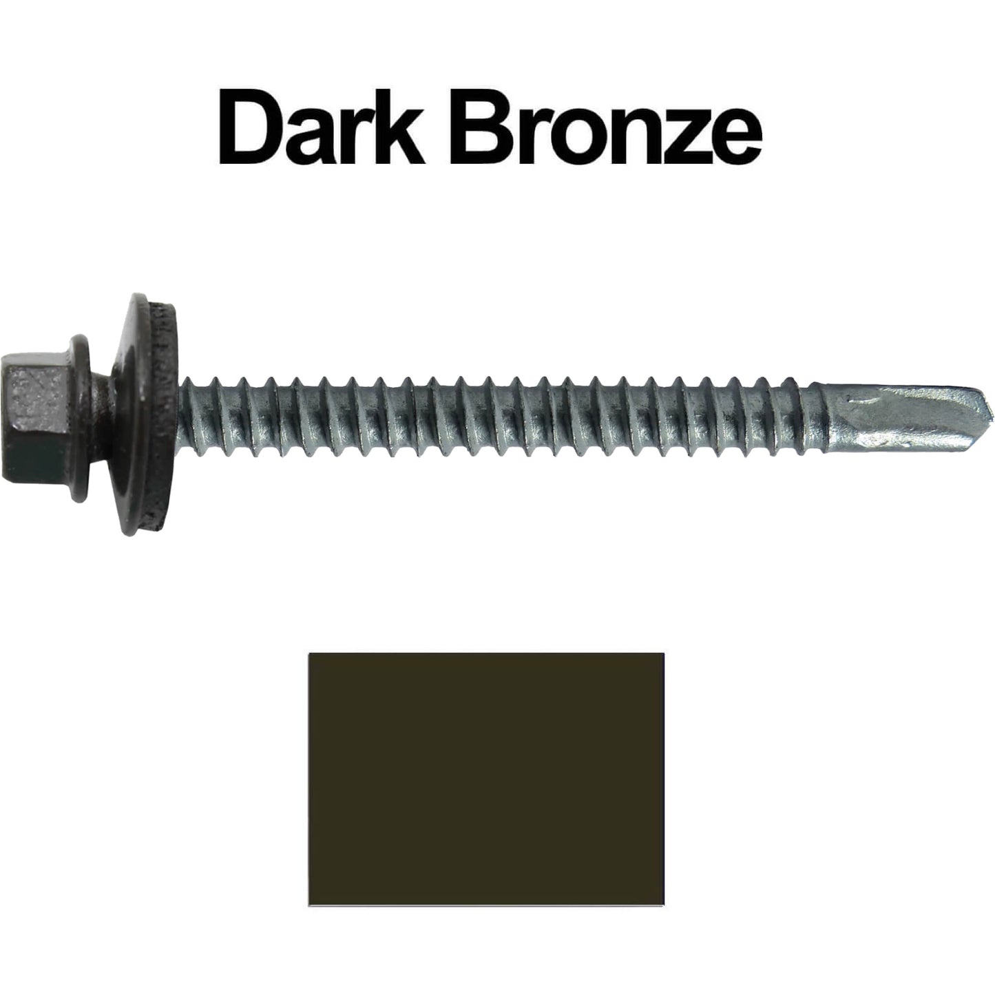 #12 X 3" Metal to Metal Type #3 Roofing Screws - Hex Washer Head - Self starting/self tapping - 5/8" EPDM washer. Colored head.
