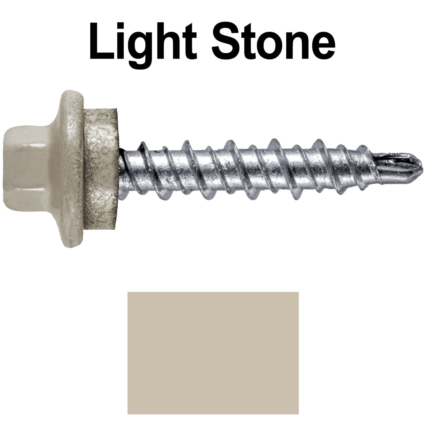 #10 x 1" Stainless Steel Mini Driller Sheet Metal Roofing Screw - Hex Washer Cap - Self starting metal to wood siding screws - EPDM washer. Colored Head.