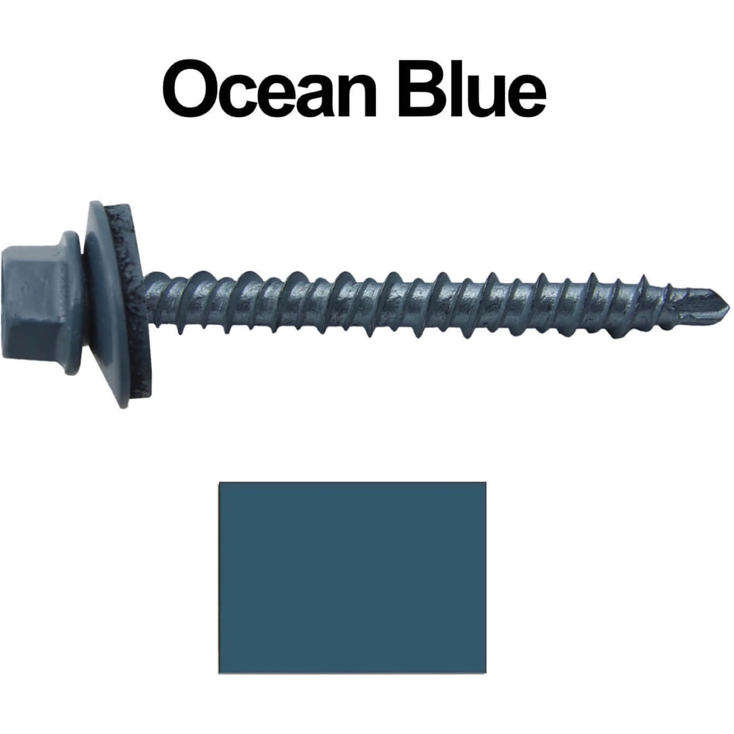 10 x 2" - Mini Driller Sheet Metal Roofing Screw - Hex Washer Head - Self starting metal to wood siding screws. EPDM washer. Colored head.