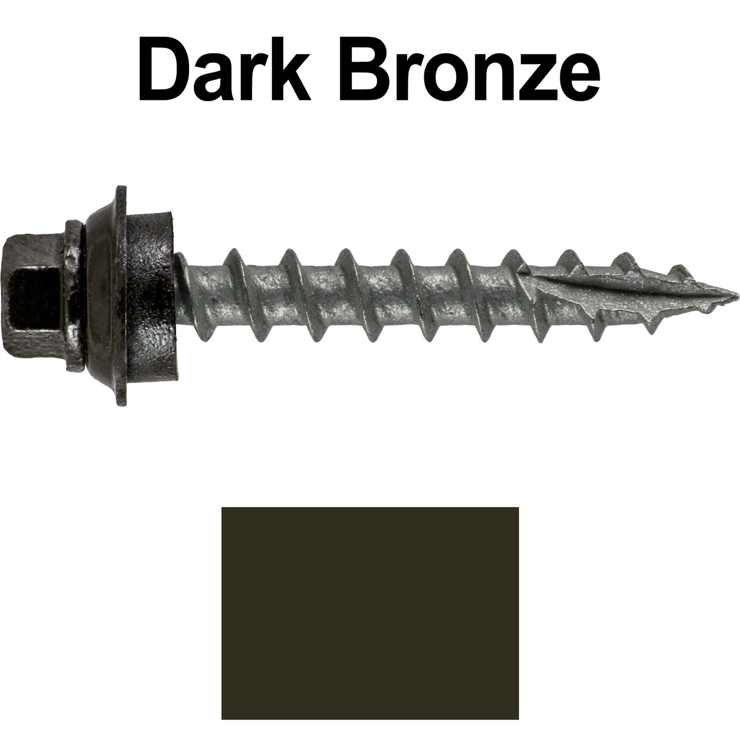 12 X 1-1/2" Metal Roofing Screws For OSB and Plywood - Galvanized Metal to Wood Type 17 Tip - 1/4" Hex Head - Assembled EPDM Washer