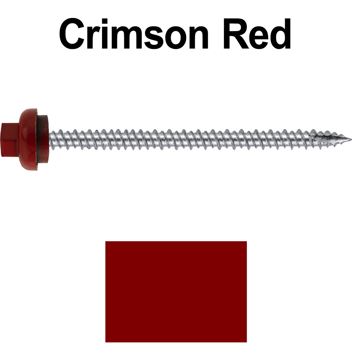 10 X 3“ HI-LO Zinc Aluminum Cap Metal Roofing Screws - Hex Washer Head - Self starting/self tapping - EPDM washer. Colored head.