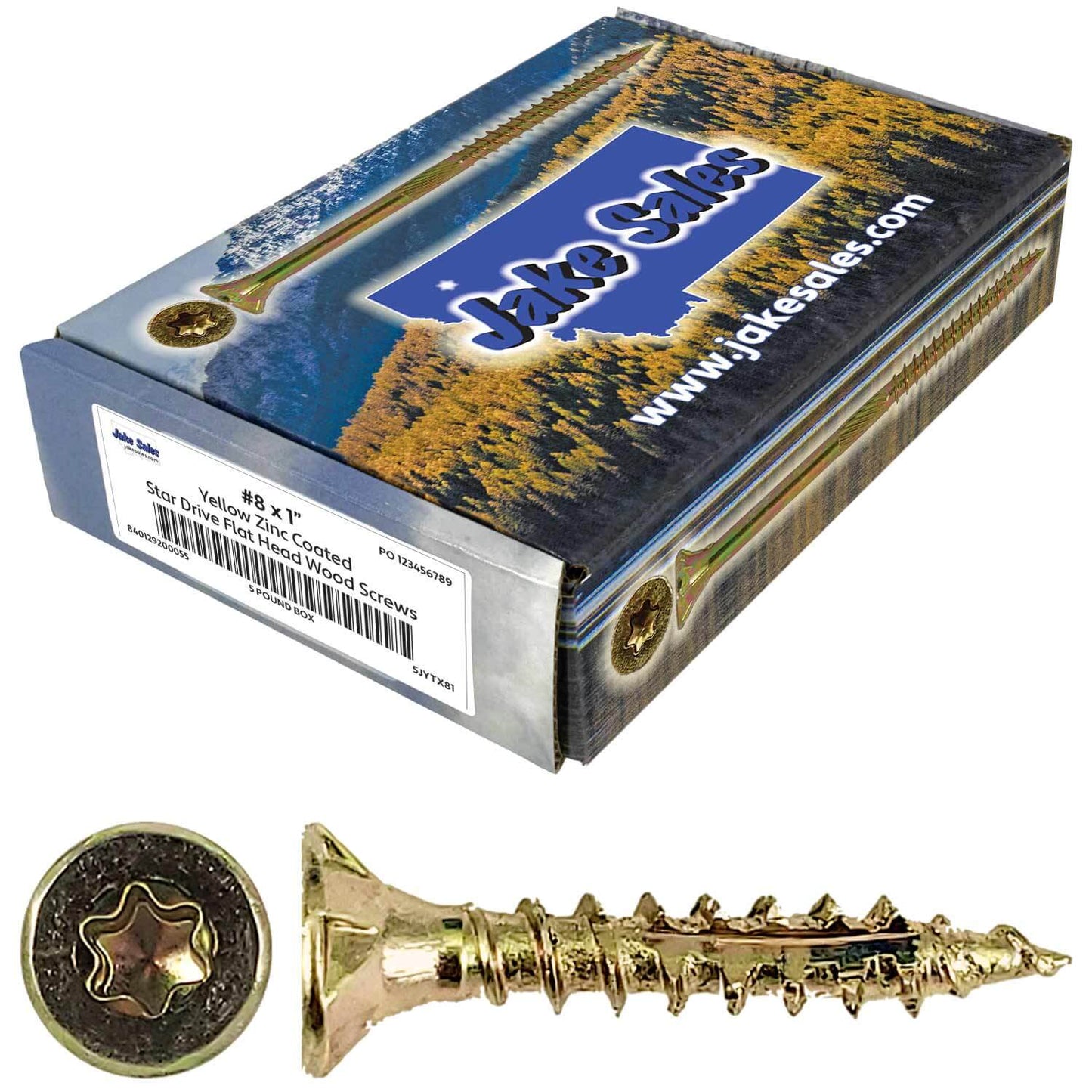 #8 Yellow Zinc Coated General Purpose Wood Screws. Torx/Star Drive Head - Multipurpose Torx/Star Drive Wood Screws