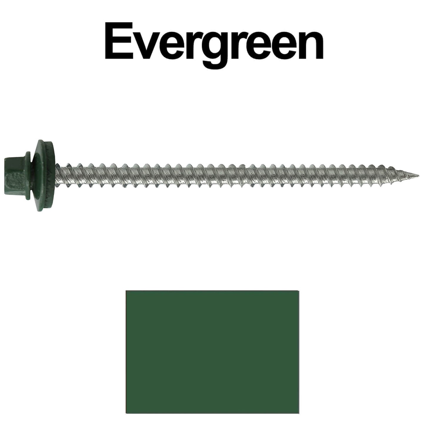 #9 x 3" Stainless Steel Metal Roofing Screws - Hex Washer Head - Self starting/self tapping - EPDM washer. Colored head.