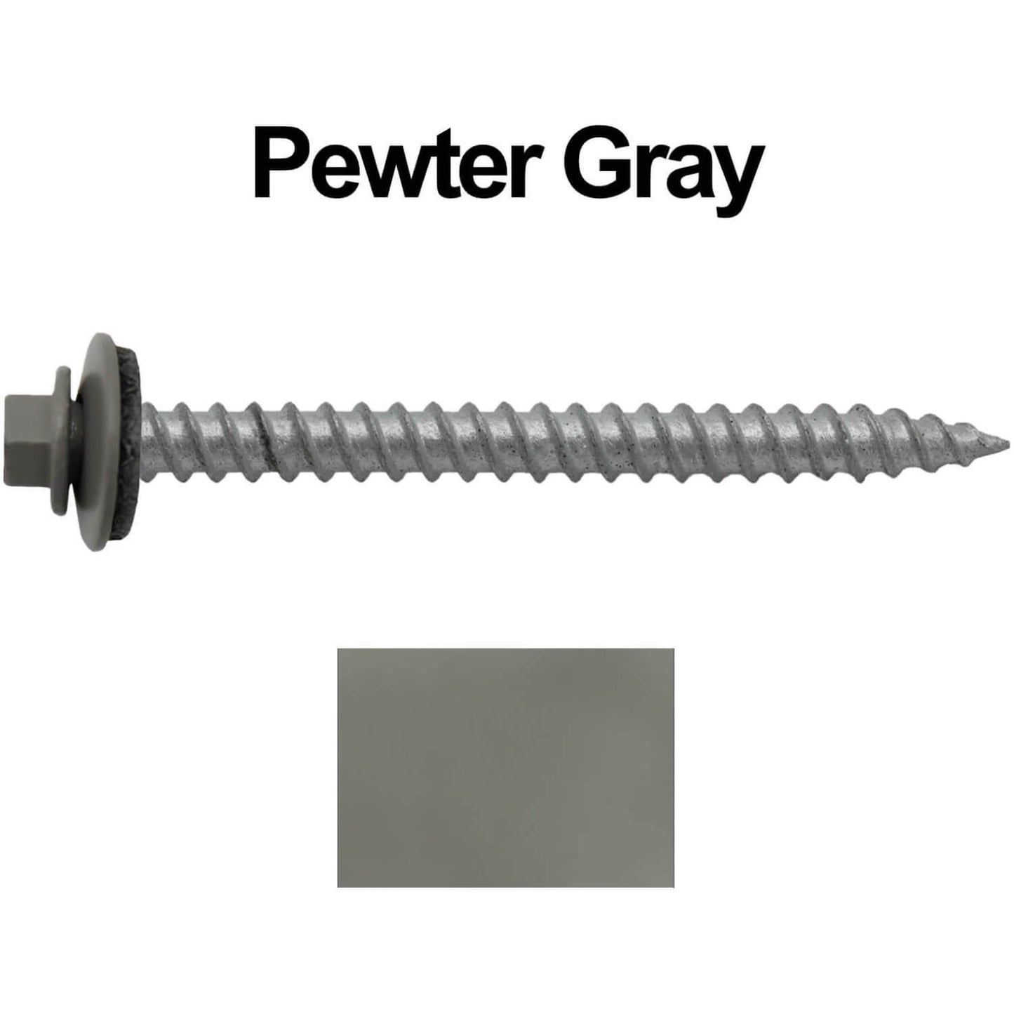 12 x 2-1/2" Metal ROOFING SCREWS - Hex Washer Head - Self starting/self tapping - EPDM washer. Colored head.