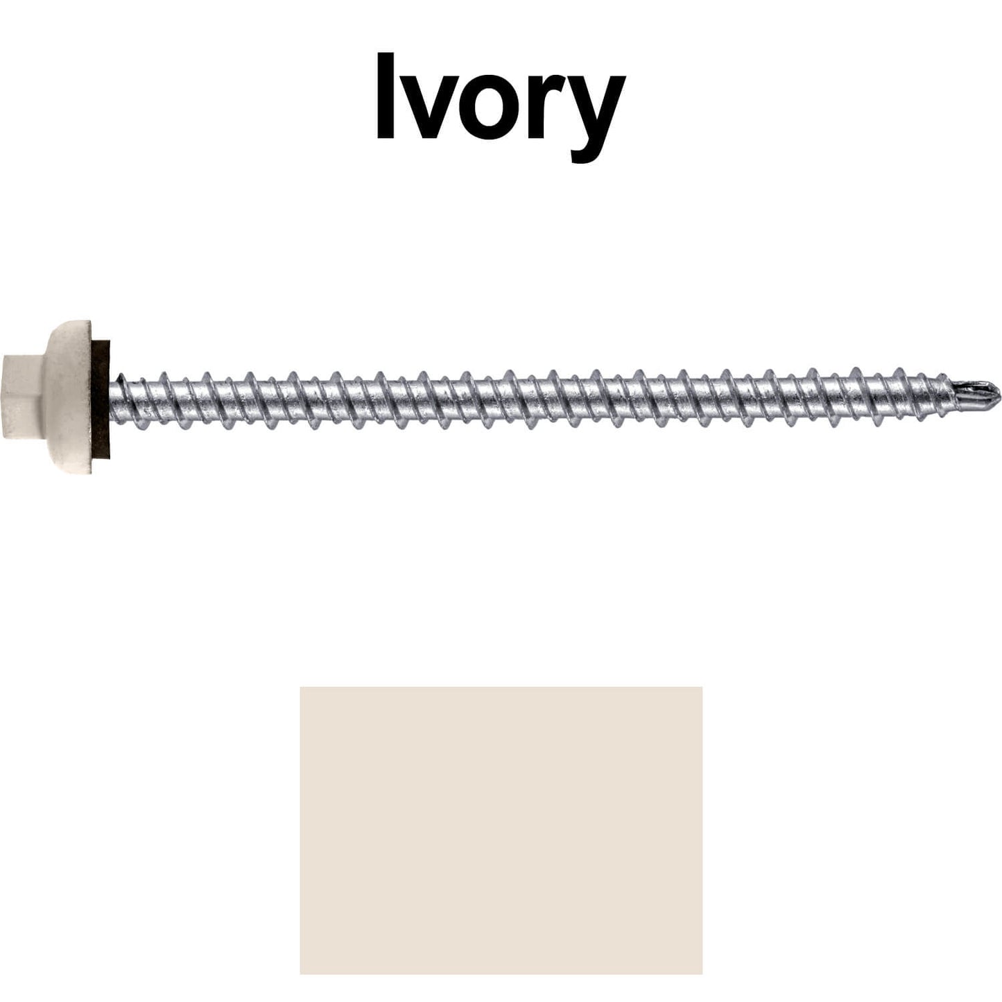 10 X 3" Zinc Aluminum Cap MINI-DRILLER Roofing Screws HI-LO THREAD Zinc Plated Carbon Steel Shank - EPDM Washer - Colored head