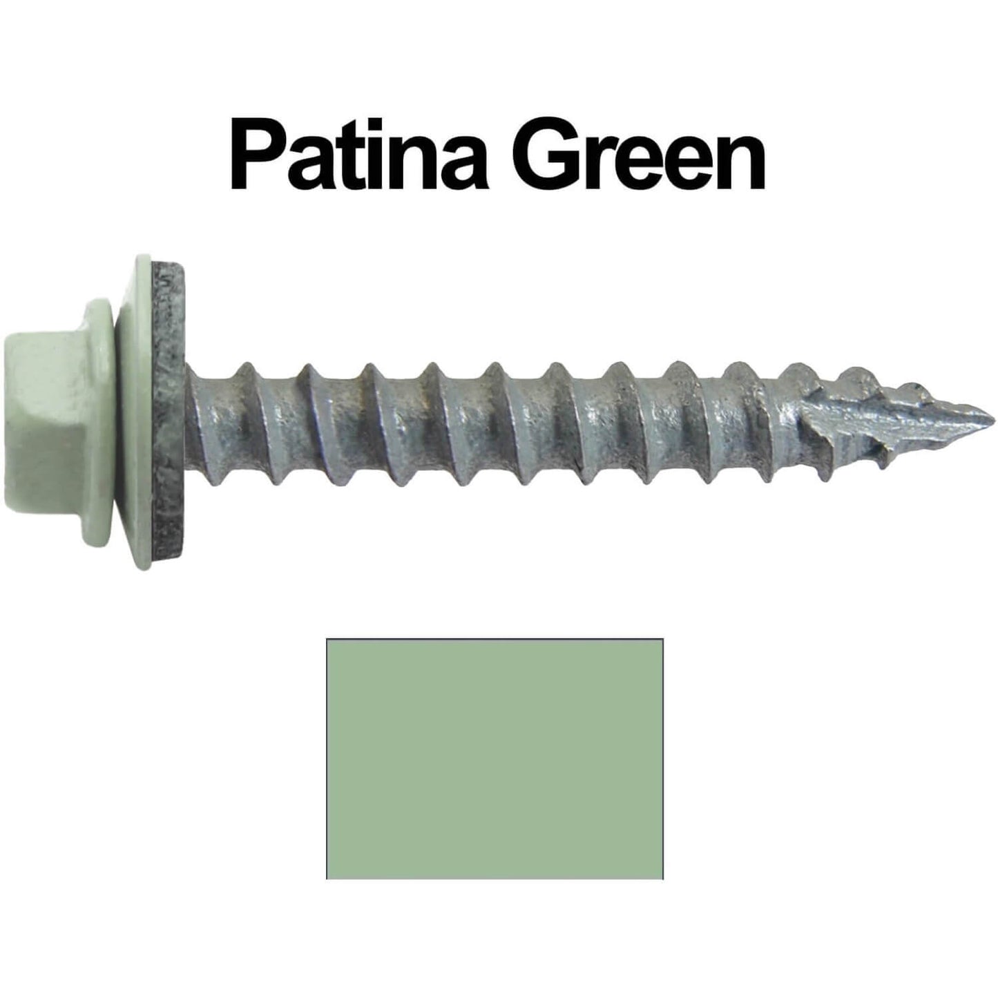 #14 x 1-1/2" Metal ROOFING SCREWS - Hex Washer Head - Self starting/self tapping - EPDM washer. Colored head.