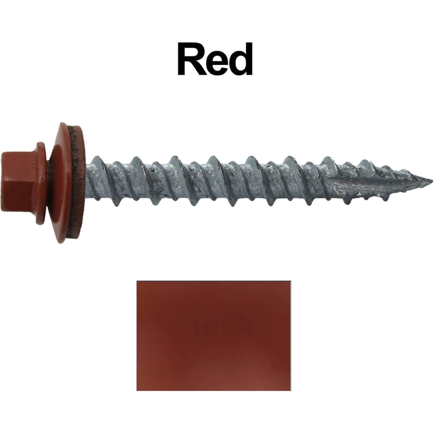 #10 x 1-1/2" Metal ROOFING SCREWS - Hex Washer Head - Self starting/self tapping - EPDM washer. Colored head.
