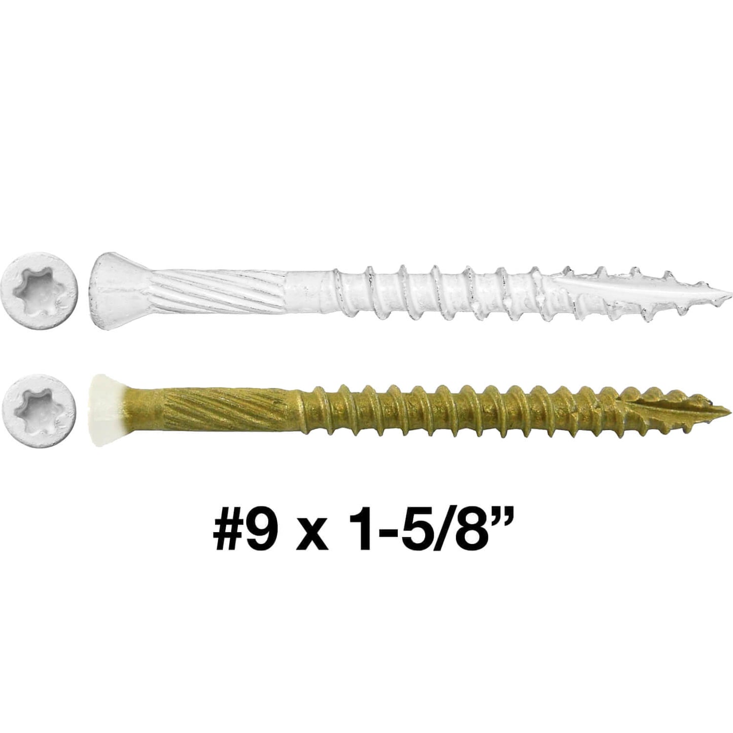 #9 Bronze Star WHITE TRIM HEAD Wood Screw Torx/Star Drive Head- Multipurpose Exterior Coated Torx/Star Drive Wood Screws