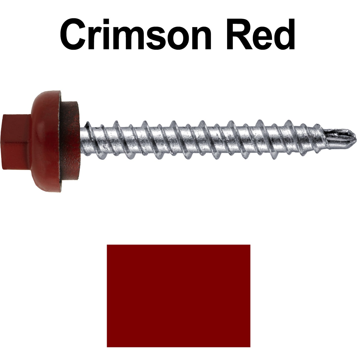 10 X 1-1/2” Zinc Aluminum Cap MINI-DRILLER Roofing Screws HI-LO THREAD Zinc Plated Carbon Steel Shank - EPDM Washer - Colored head
