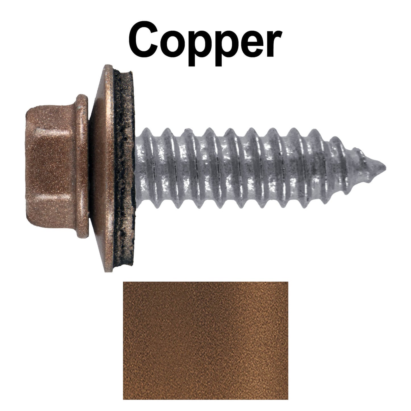 17 x 1" Metal Roofing Screws - Metal Panel to Metal Purlins and Recovery Screws - Hex Washer Head - EPDM washer.